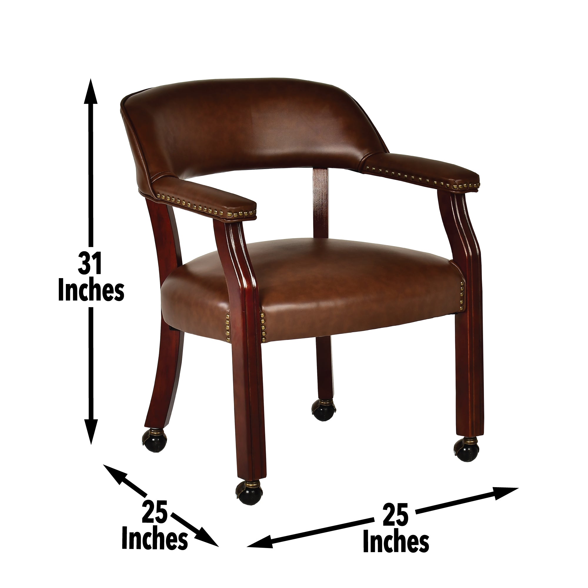 Tournament - Arm Chair With Casters - Dark Brown