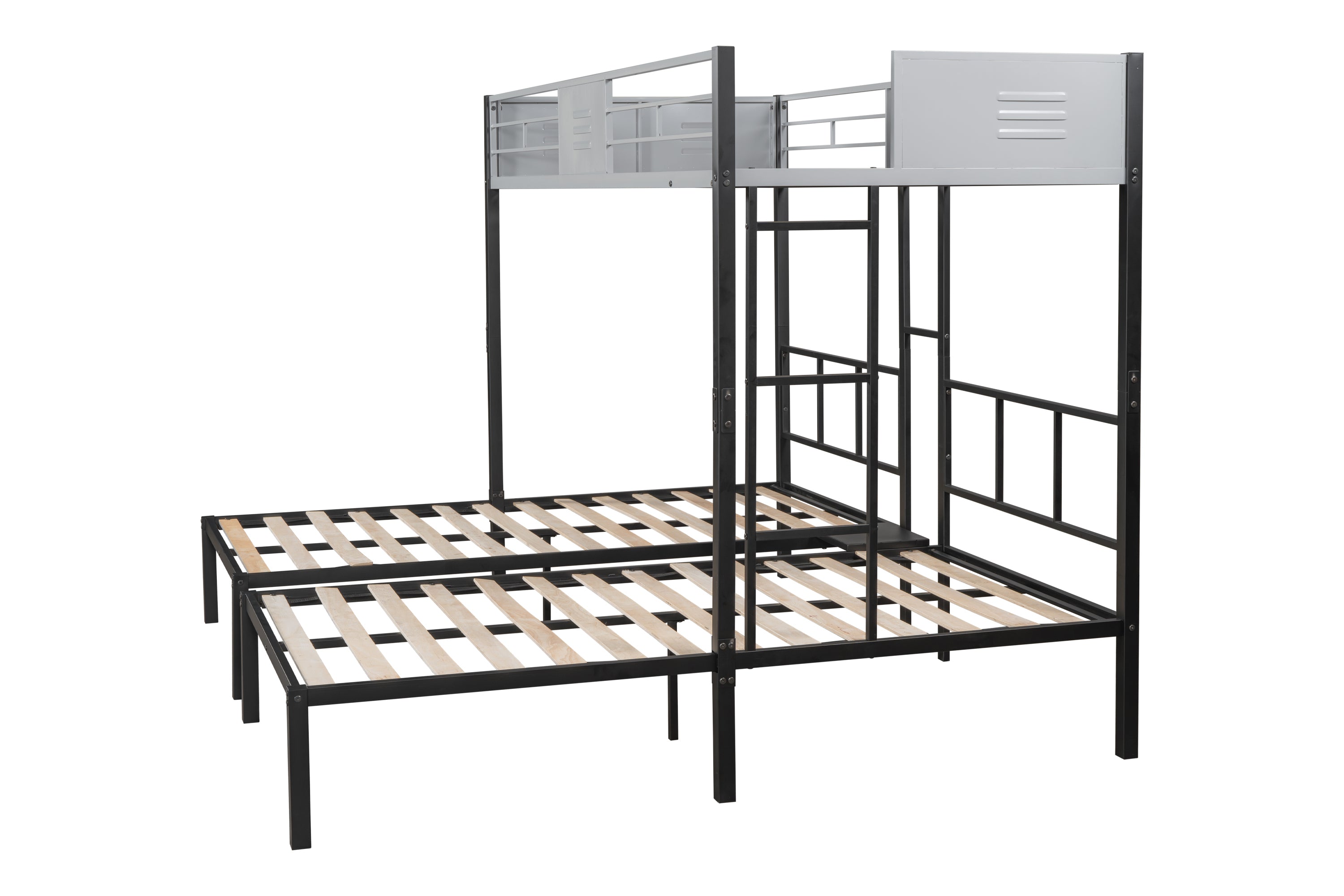 Triple Bunk Bed with Vent Board/ Sturdy Metal Frame/ Noise-Free Wood Slats/ Separatable into three beds/ No Box Spring Needed