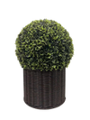 20" Ball Topiary in Woven Pot, Artificial Faux Plant for indoor and outdoor