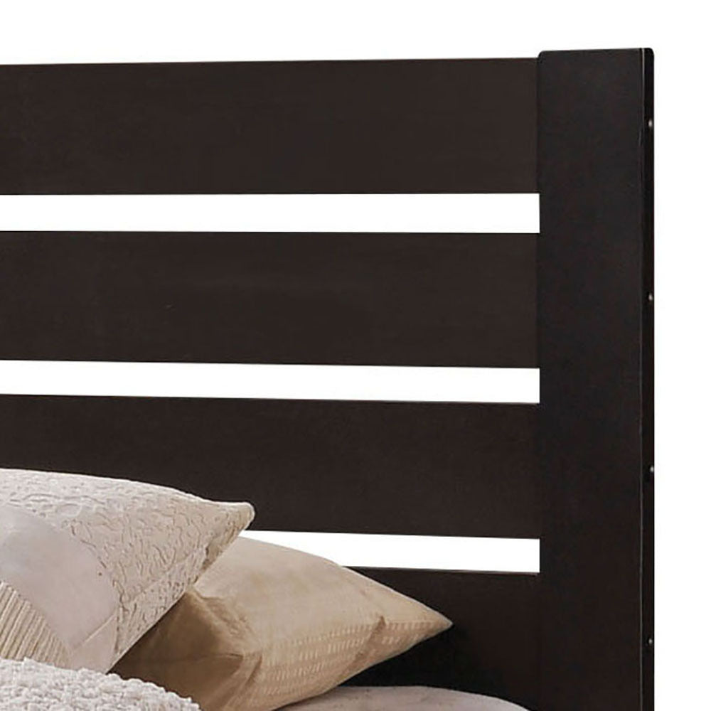 Espresso Platform Bed with Slat Headboard