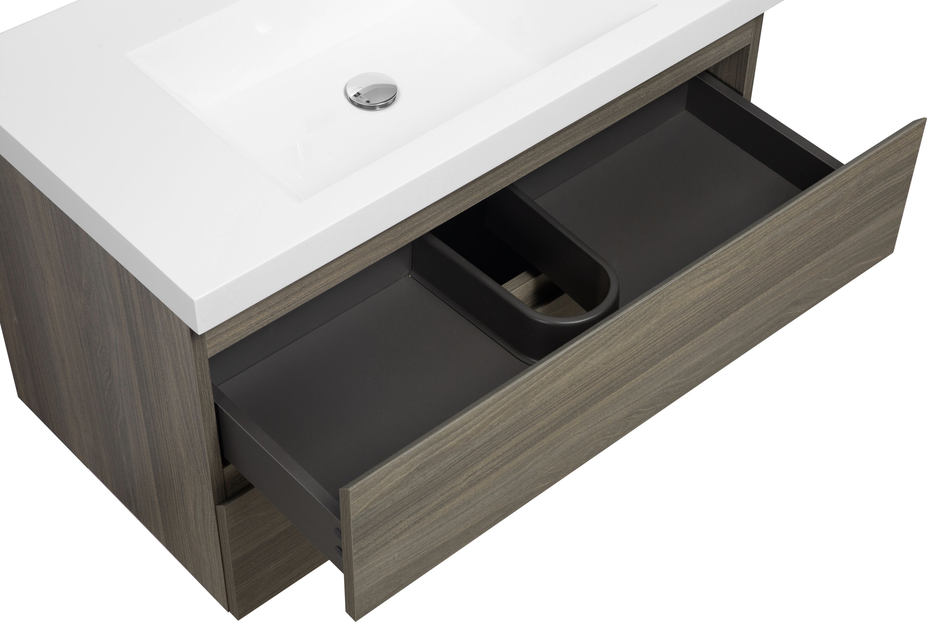 36" Floating Bathroom Vanity with Sink, Modern Wall-Mounted Bathroom Storage Vanity Cabinet with Resin Top Basin and Soft Close Drawers, Ash Grey 24V11-36AG