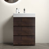 Alice 24" Walnut Bathroom Vanity with Sink, Large Storage Freestanding Bathroom Vanity for Modern Bathroom, One-Piece White Sink Basin without Drain and Faucet, Pre-assembled