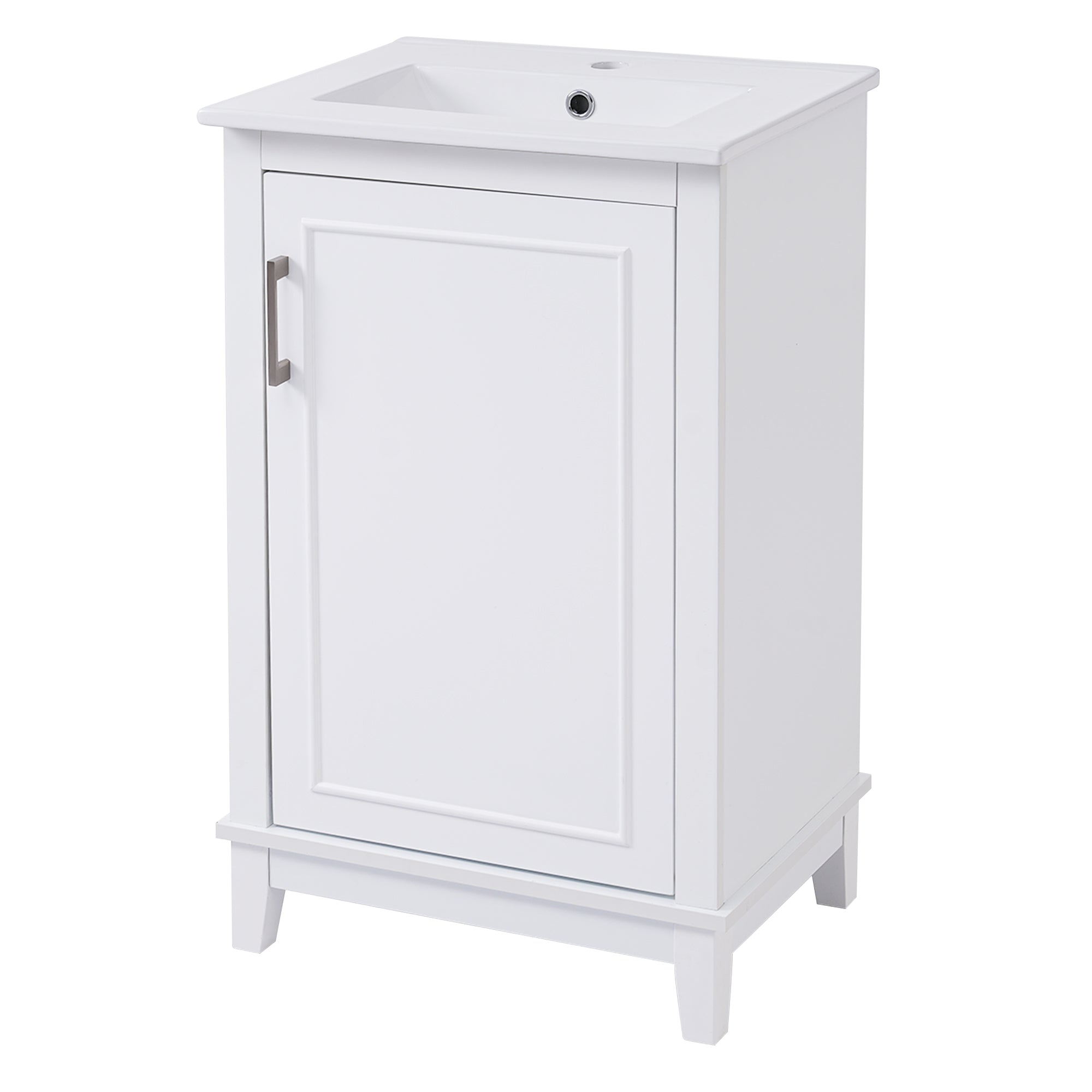 [Viedo] 20 Inch Modern Small Bathroom Vanity Cabinet With Ceramic Basin- 20*14.5*33.3 Inches,Ample Storage,1 Soft-Close Door