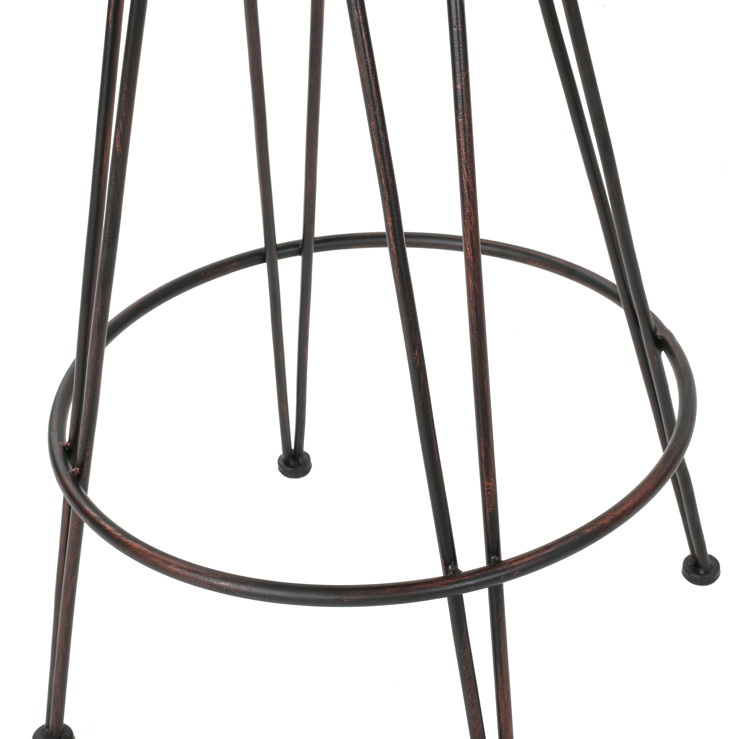 28" Outdoor PE Rattan Barstools with Black Brush Copper Iron Frame, Multibrown (Set of 2)