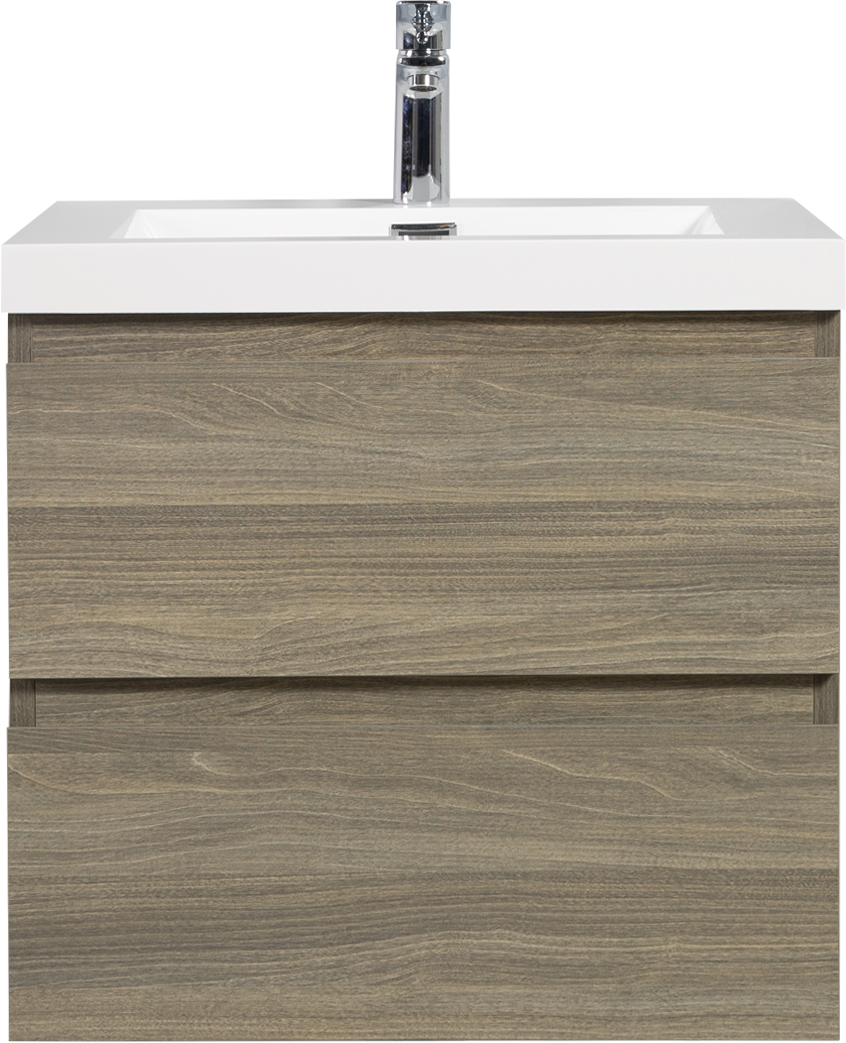 24" Floating Bathroom Vanity with Sink, Modern Wall-Mounted Bathroom Storage Vanity Cabinet with Resin Top Basin and Soft Close Drawers, Ash Grey 24V11-24AG