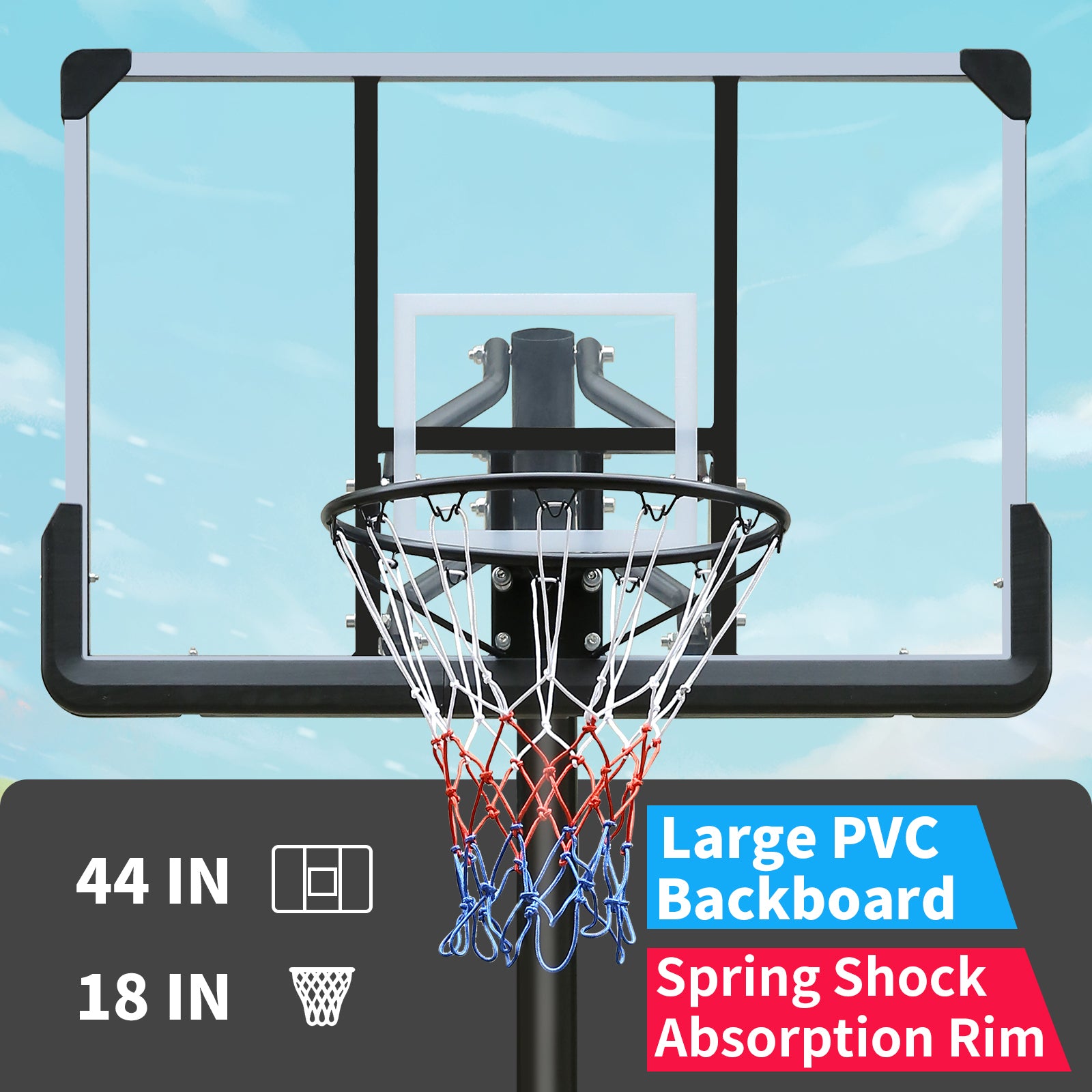 Use for Outdoor Height Adjustable 7.5 to 10ft Basketball Hoop 44 Inch Backboard Portable Basketball Goal System with Stable Base and Wheels