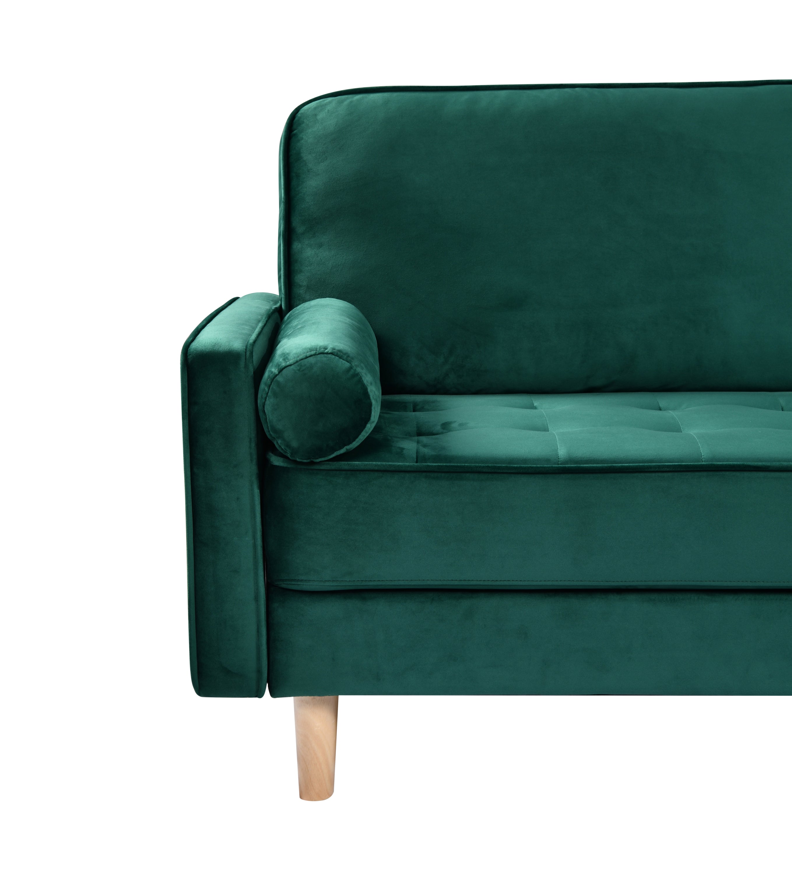 Sofa Simple Small House Double Three Person Straight Row American Retro Green Velvet Furniture Fabric Sofa Small Living Room Bedroom Office