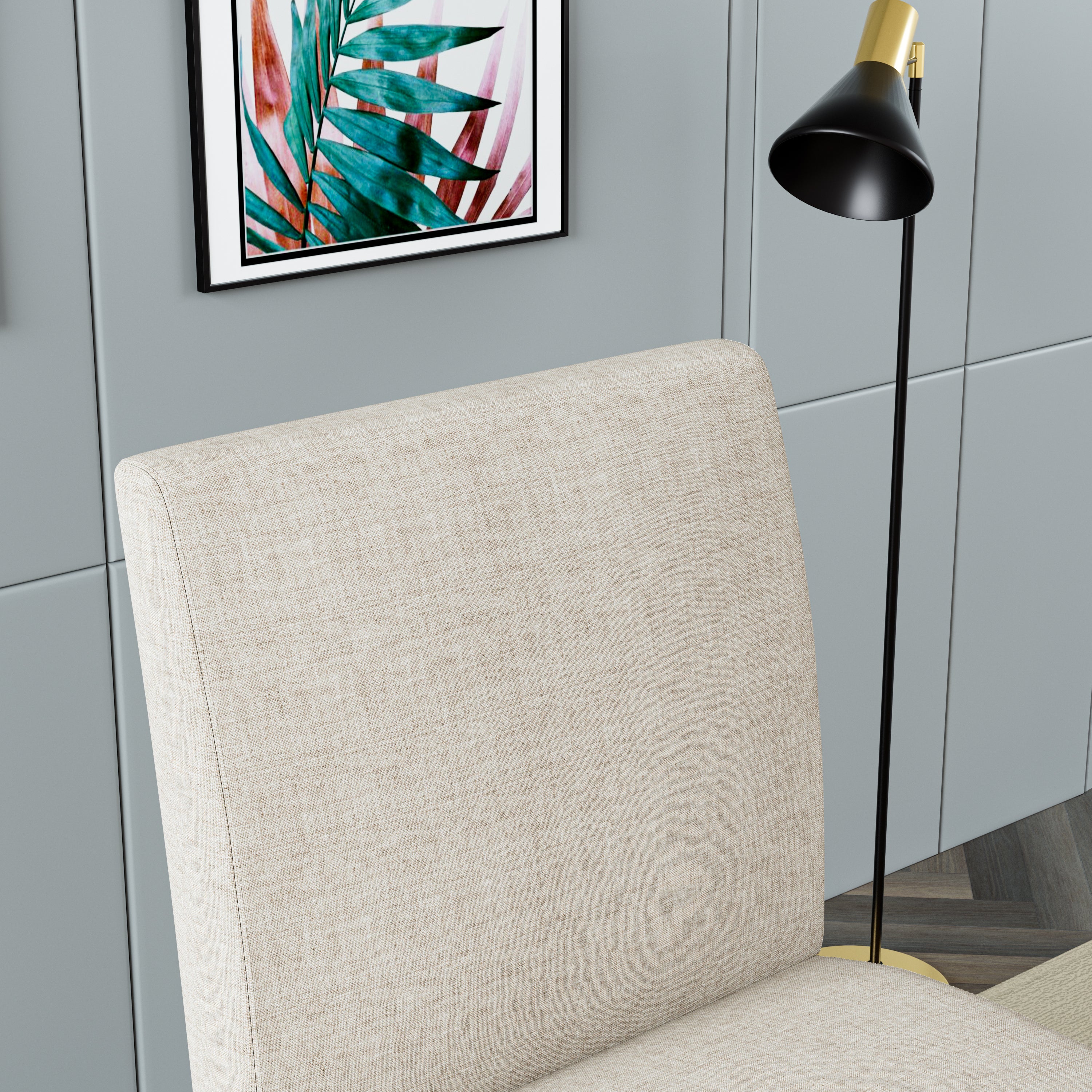 Fabric Accent Chair Set of 2 with Round Wood Table, Decorative Slipper Chair Vanity Chair for Bedroom Home Office, Corner Side Chair [Video]