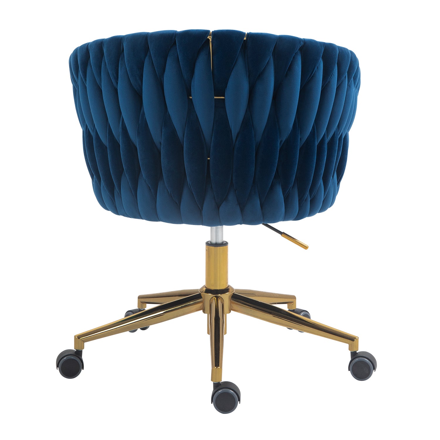 Modern design the backrest is hand made woven Office chair,Vanity chairs with wheels,Height adjustable,360° swivel for bedroom, living room(BLUE)