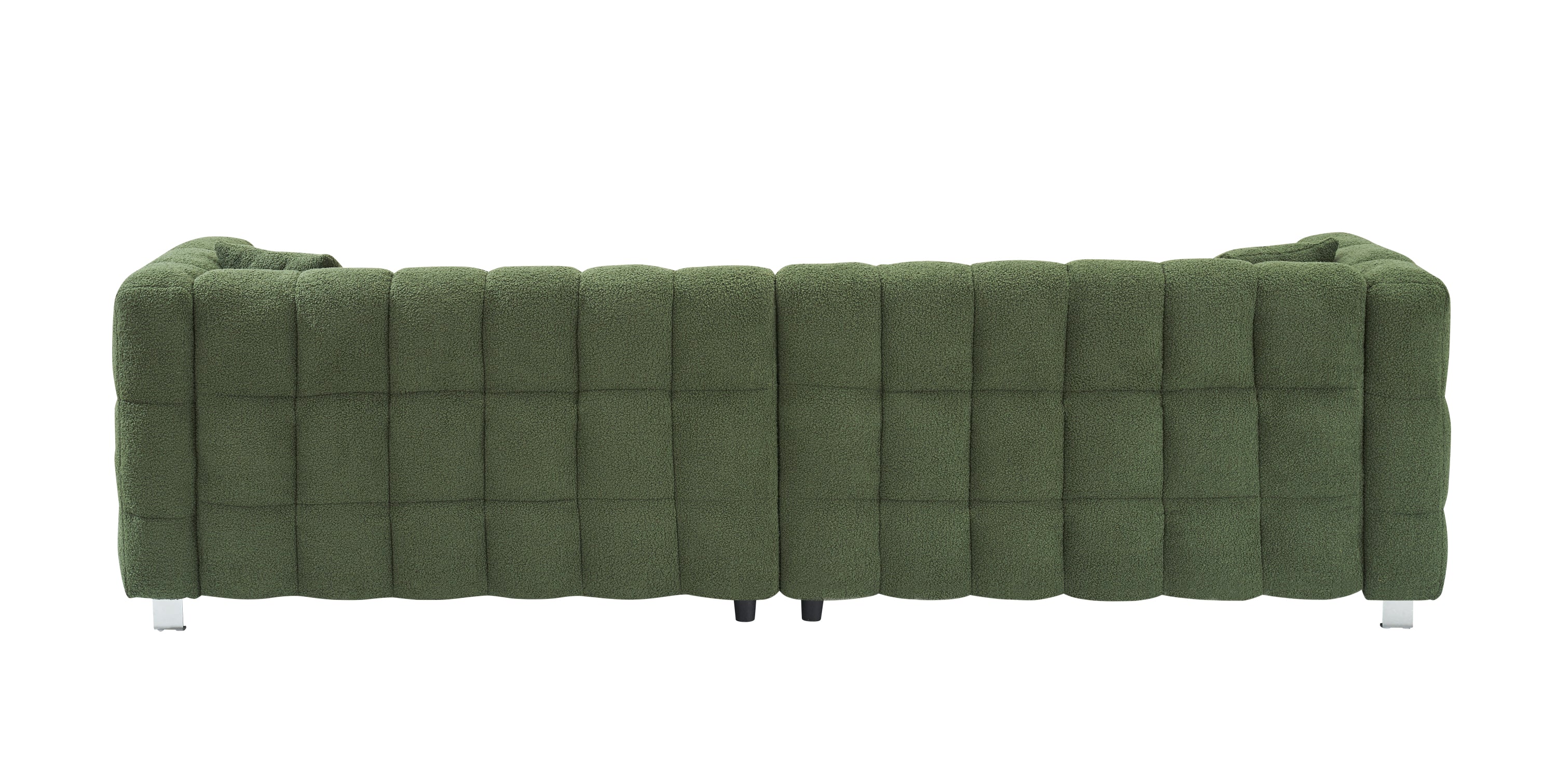 Luxurious 102-Inch Green Teddy Fleece Sofa for Living Room, Bedroom, or Apartment - Includes Two Throw Pillows & Reinforced with Heavy-Duty Hardware Feet