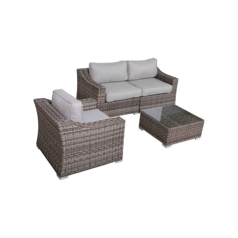 Fully Assembled Wicker 3-Person Seating Set with Cushions