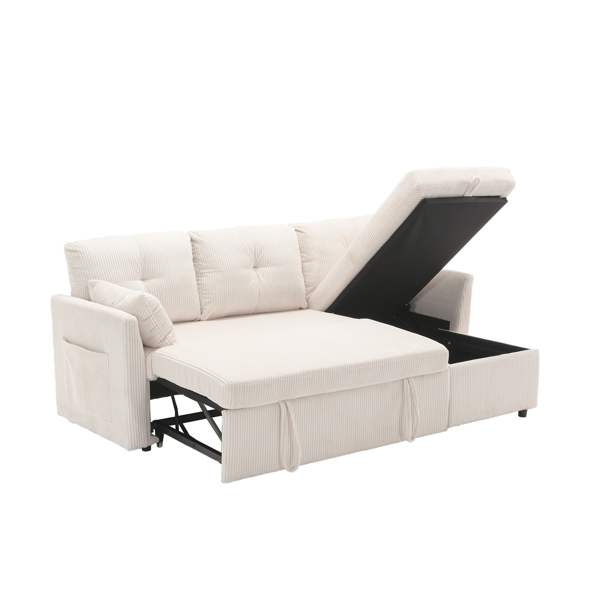 UNITED WE WIN-Furniture, modular L-shaped sofa, modular long sofa with reversible chaise lounge, Sofa bed, Sleeper sofa, modular sofa combination with storage seats.