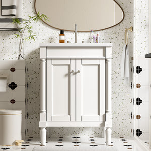 24 inch modern bathroom vanity with top single sink, front view