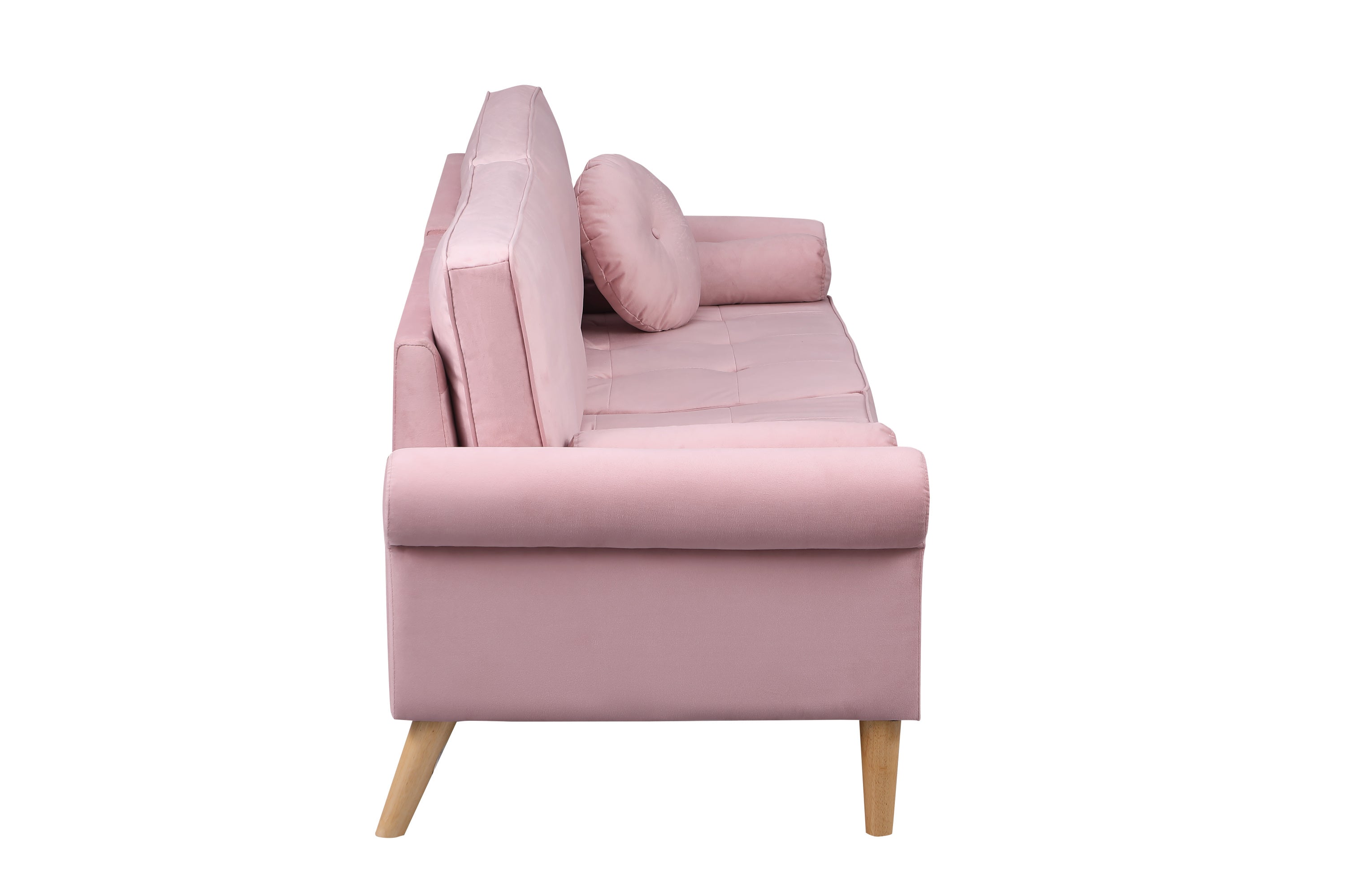 Living Room Sofa,3-Seater Sofa , with  Copper Nail on Arms ,Three Pillow,Pink