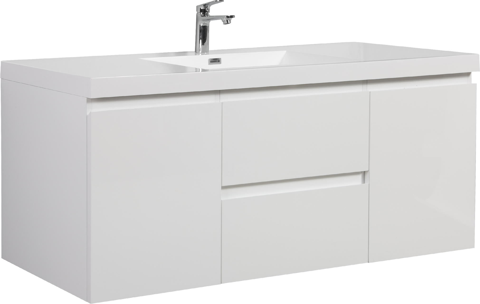 60" Floating Bathroom Vanity with Sink, Modern Wall-Mounted Bathroom Storage Vanity Cabinet with Resin Top Basin and Soft Close Drawers, Glossy White 24V11-60SGW