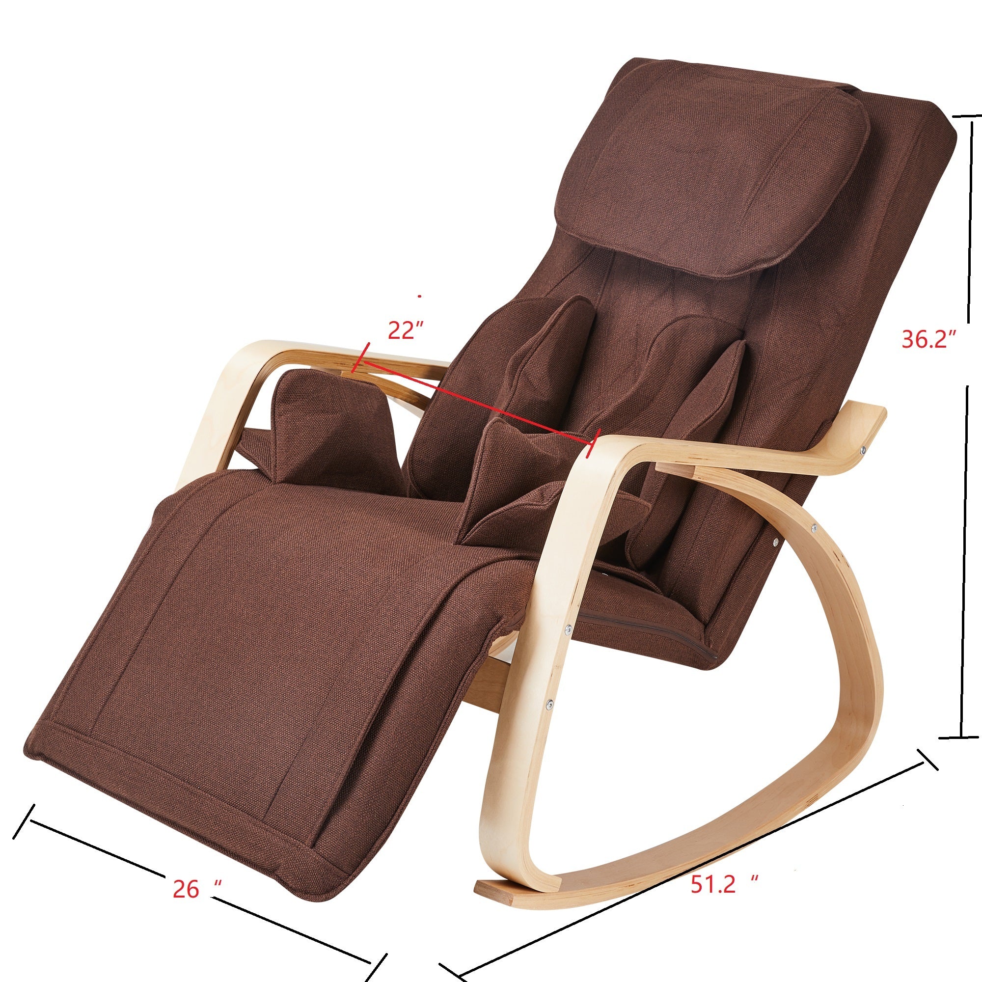 Full massage function-Air pressure-Comfortable Relax Rocking Chair, Lounge Chair Relax Chair with Cotton Fabric Cushion Brown