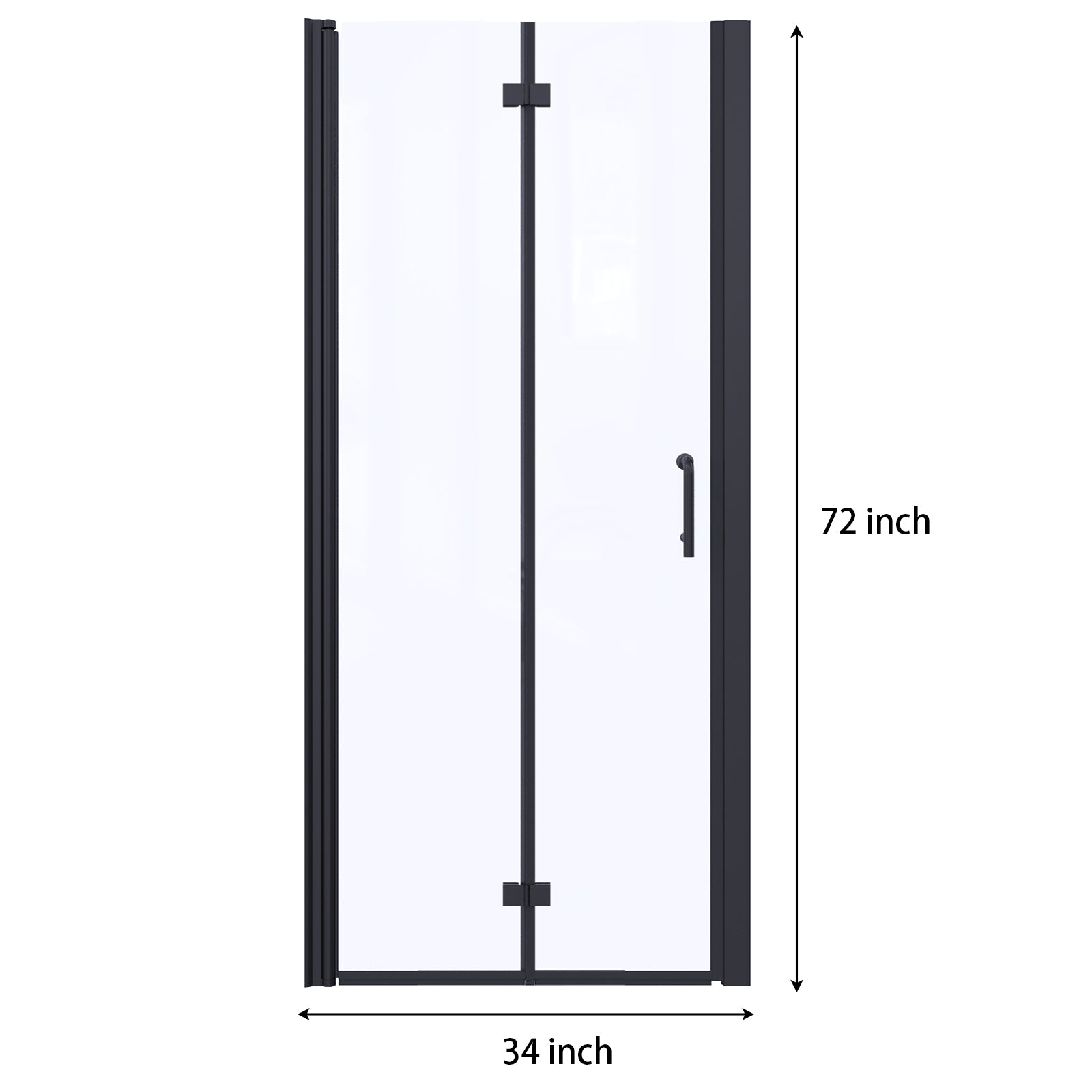 34-35"W x 72"H Bi-Fold Semi-Frameless Shower Doors in Matte Black with Clear Glass