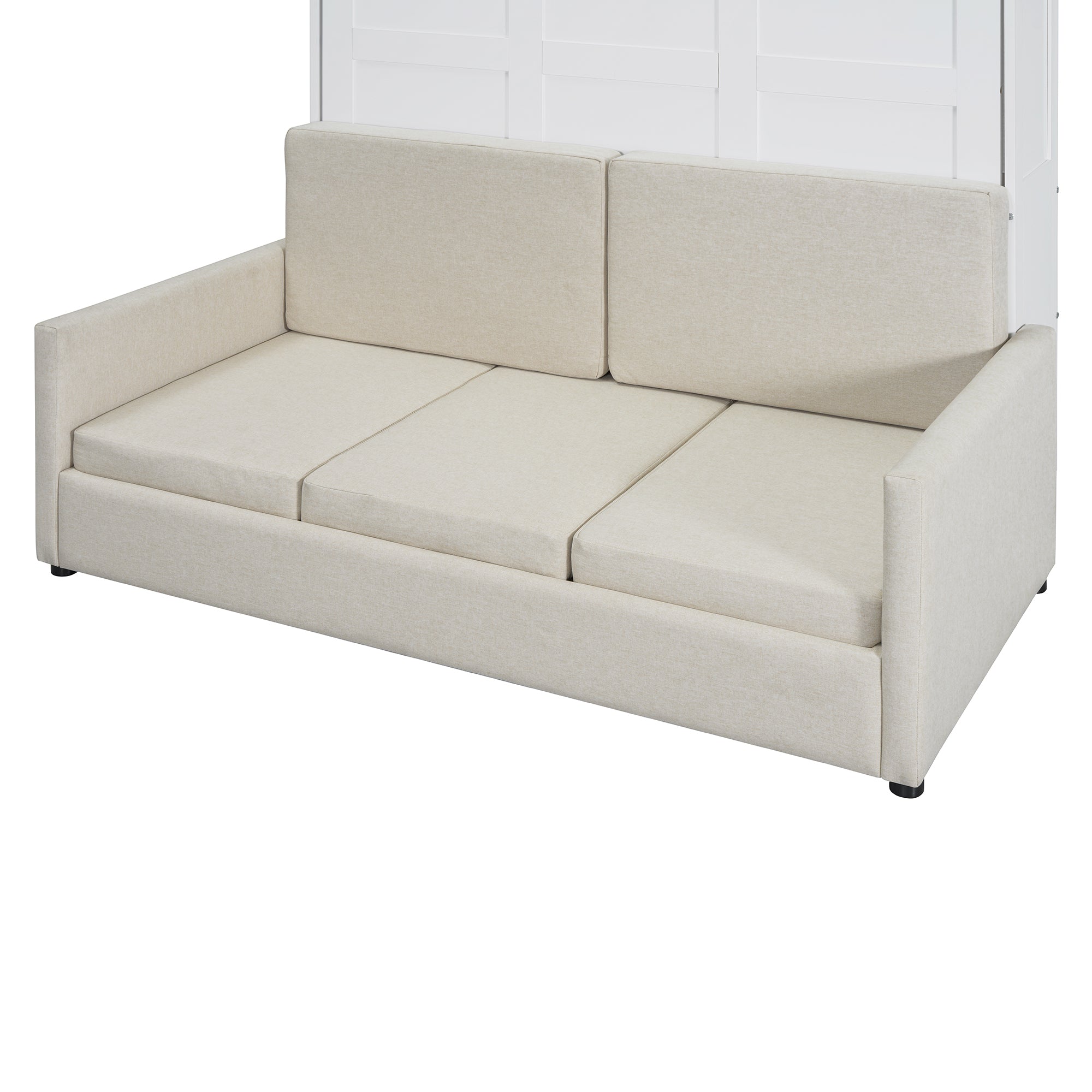 Full Size Murphy Bed Wall Bed with Cushion,White