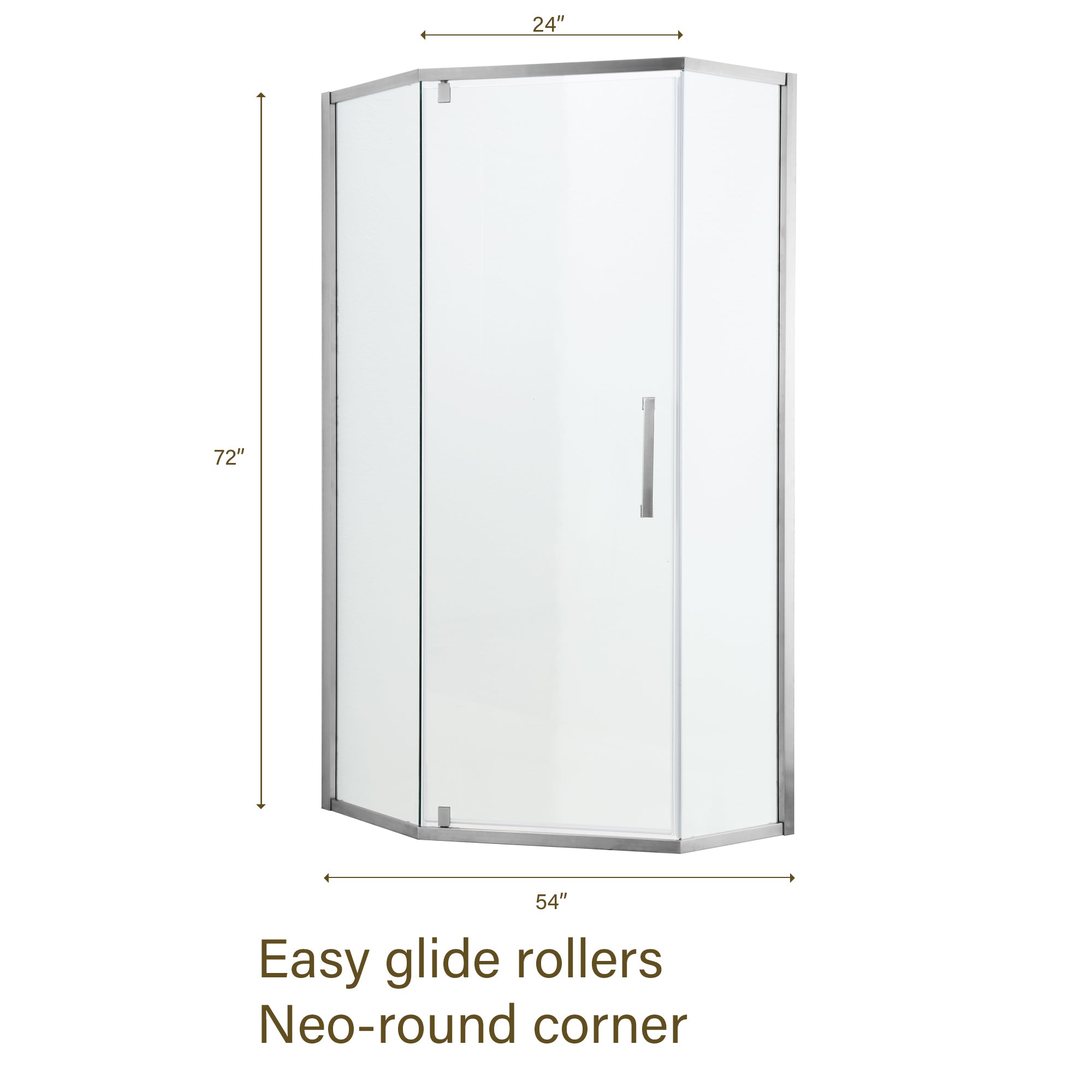 Shower Door 34-1/8"W x 72"H Semi-Frameless Neo-Angle Hinged Shower Enclosure, Chrome