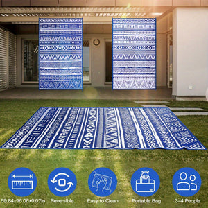 5x8ft Portable Outdoor Carpet Waterproof Mat Indoor Outdoor Plastic Carpet with Bag