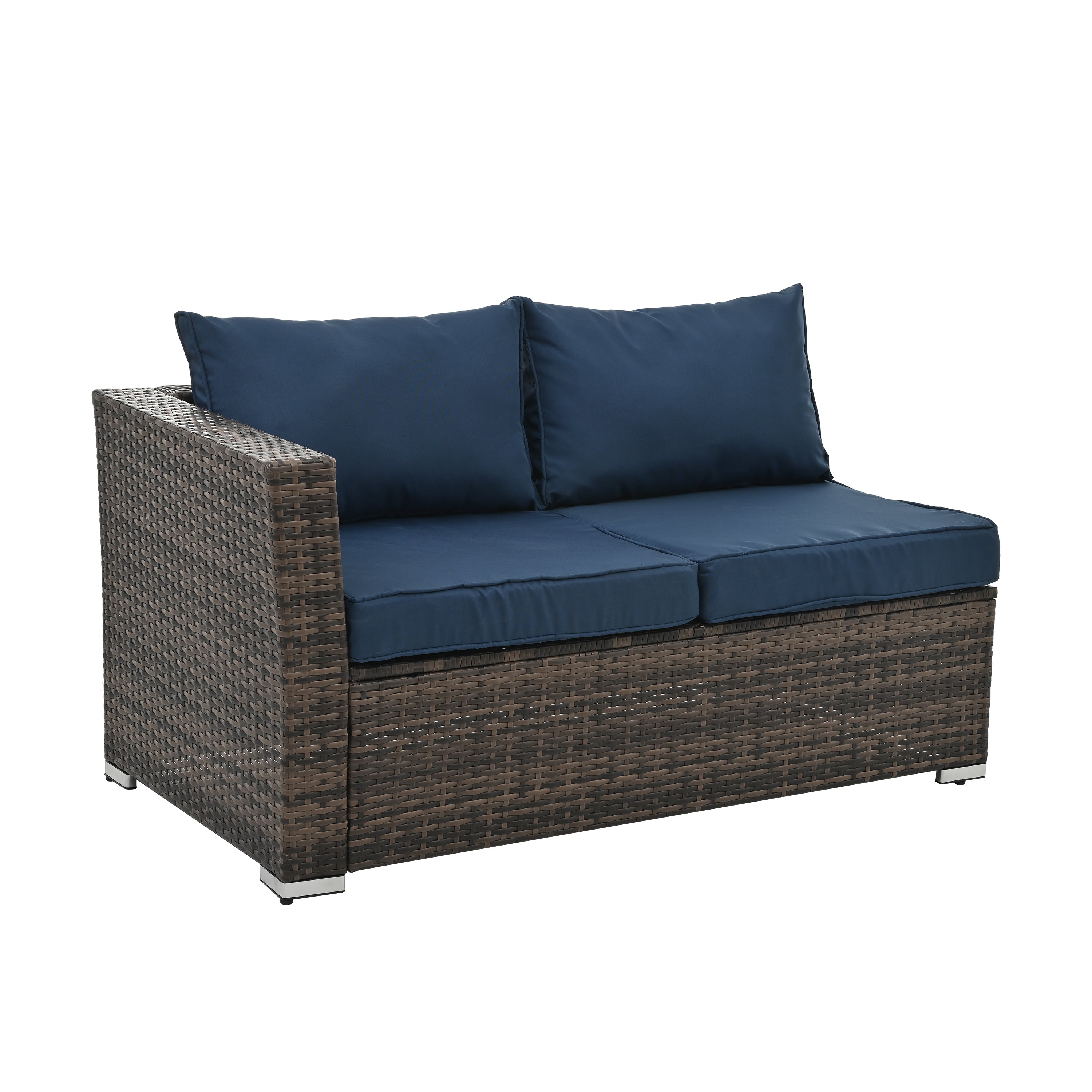 Patio Furniture, Outdoor Furniture, Seasonal PE Wicker Furniture, 4 Set Wicker Furniture With Tempered Glass Coffee Table,