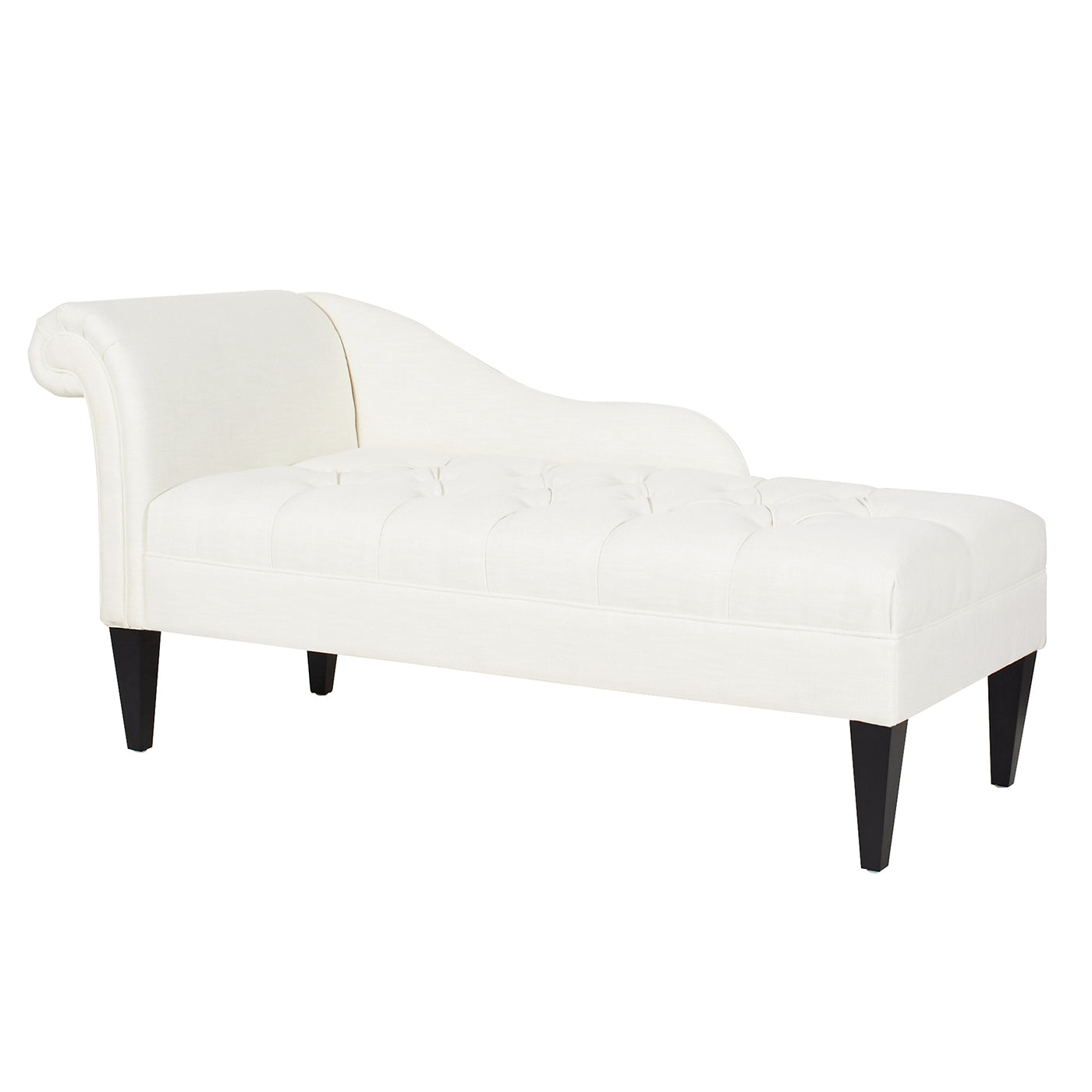 Harrison Tufted Roll Arm Chaise Lounge, Antique White Polyester