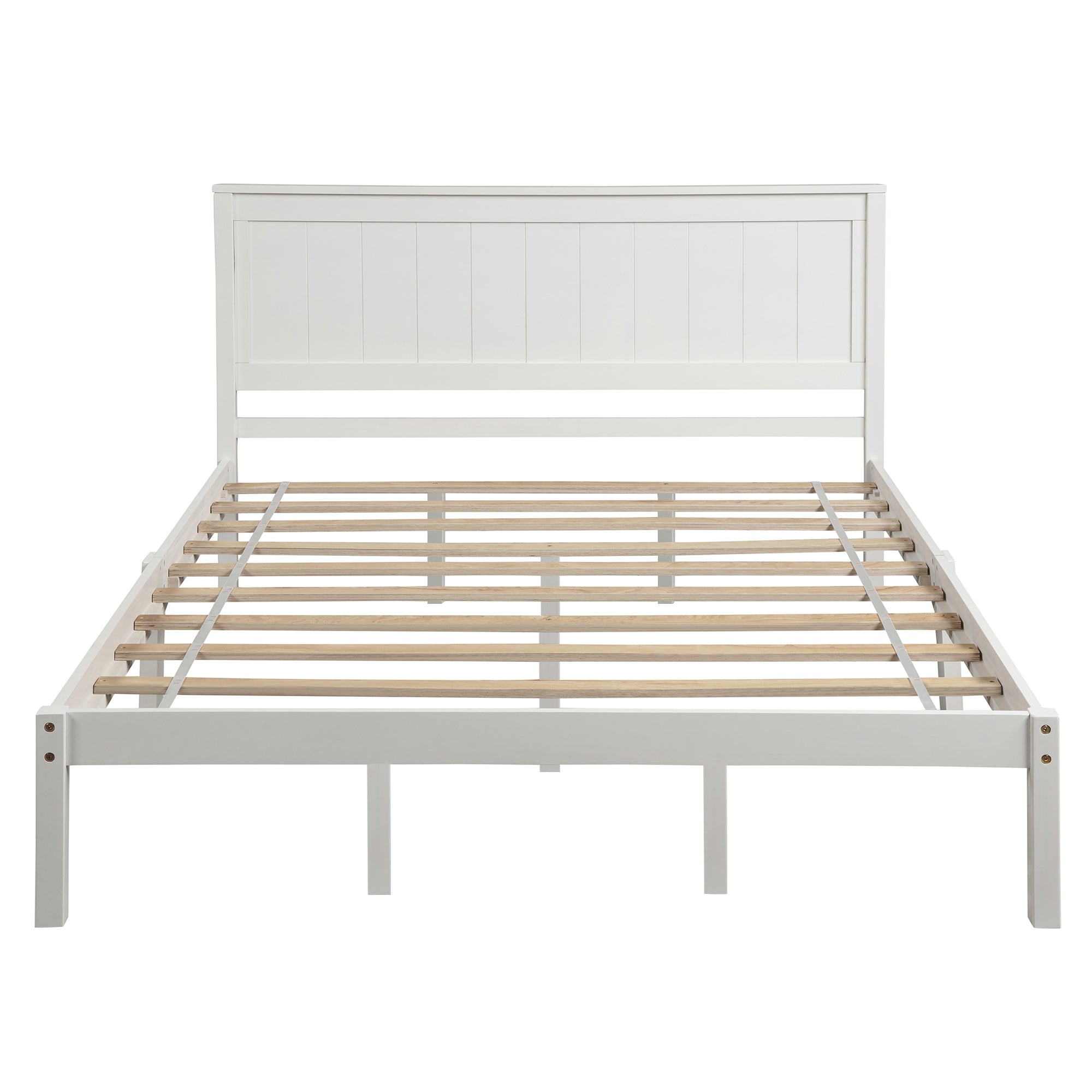 Platform Bed Frame with Headboard, Wood Slat Support, No Box Spring Needed, Queen, White(OLD SKU:WF191420AAK)