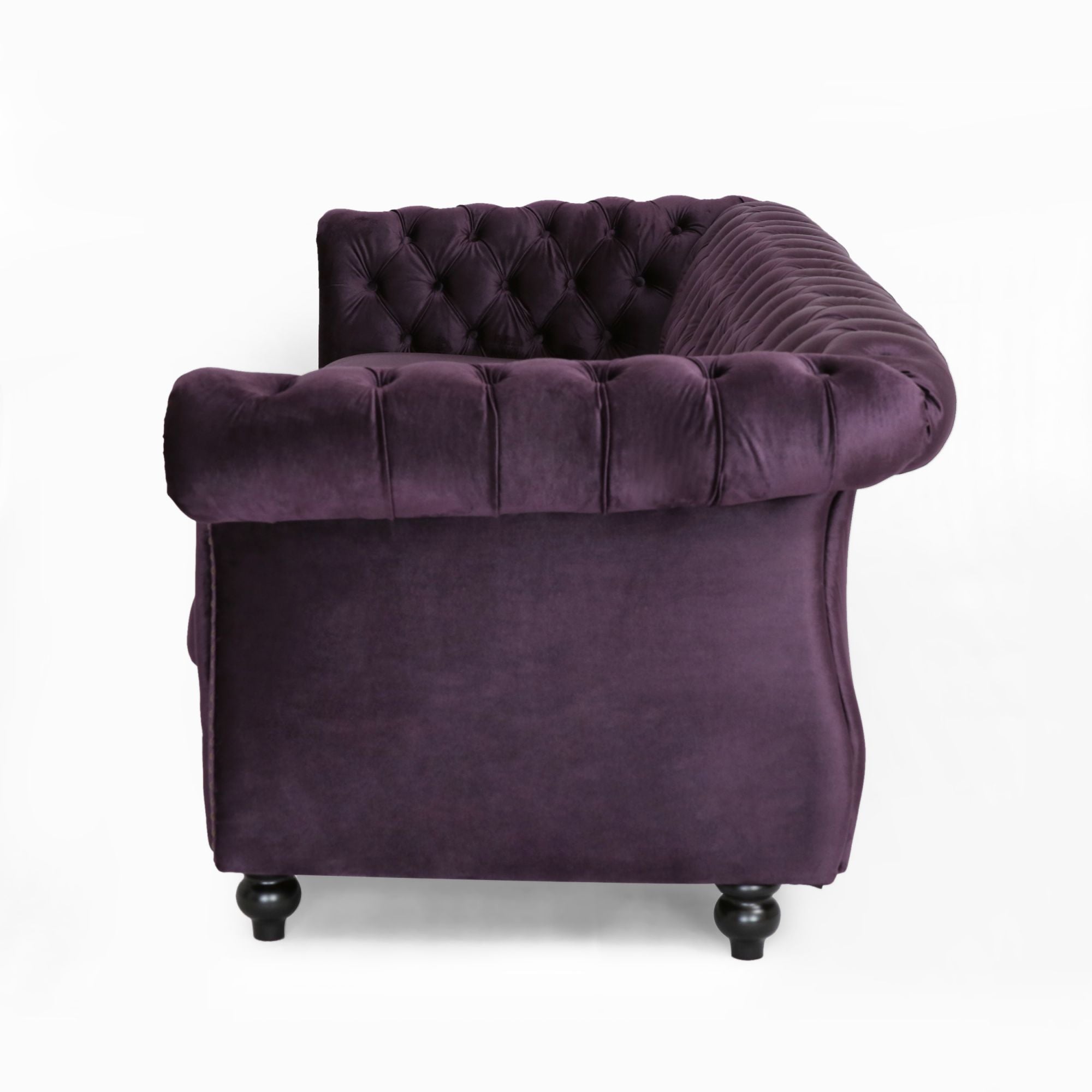 Luxurious 3-Seater Purple Velvet Sofa, Featuring a Classic Design with Modern Elegance, Perfect for Adding Sophistication and Style to Any Living Room, Plush Comfort and Durable Craftsmanship