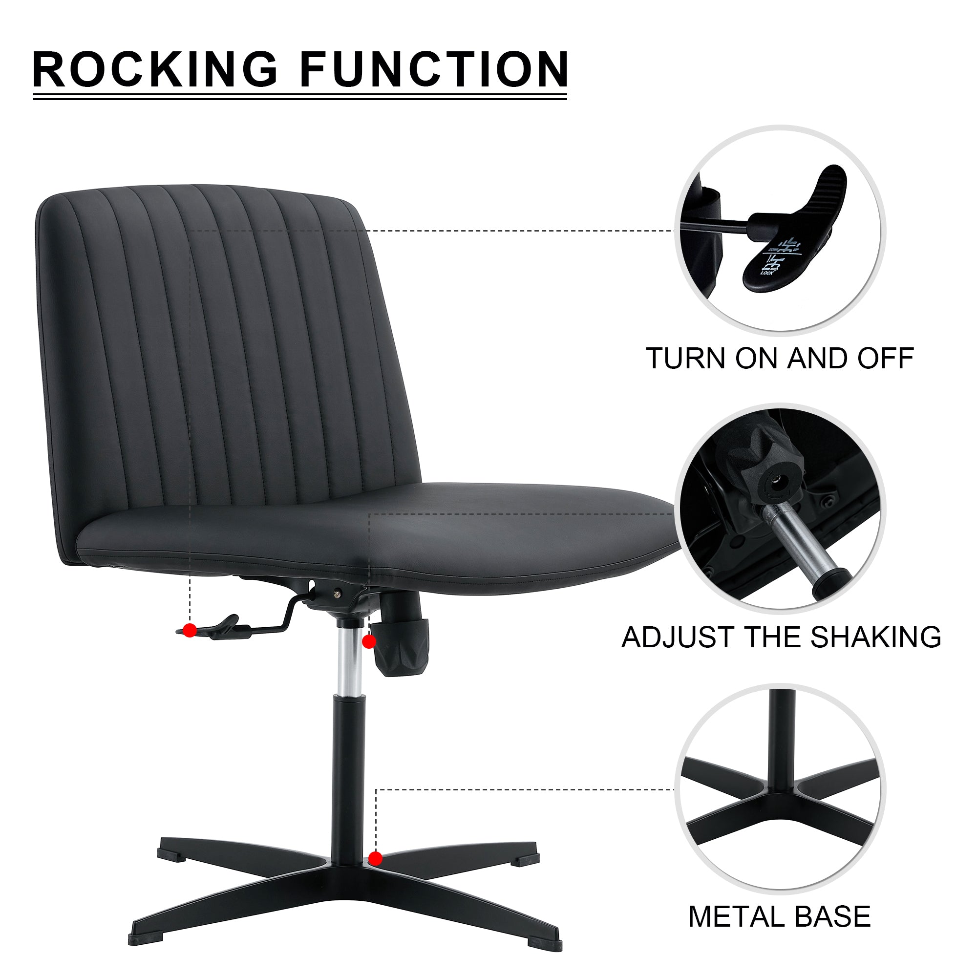 Black High Grade Pu Material. Home Computer Chair Office Chair Adjustable 360 ° Swivel Cushion Chair With Black Foot Swivel Chair Makeup Chair Study Desk Chair. No WheelsW115167391