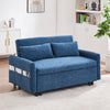 55.1" Pull Out Sleep Sofa Bed Loveseats Sofa Couch with Adjsutable Backrest, Storage Pockets, 2 Soft Pillows, USB Ports for Living Room, Bedroom, Apartment, Office, Blue (Old SKU WF307821AAC)