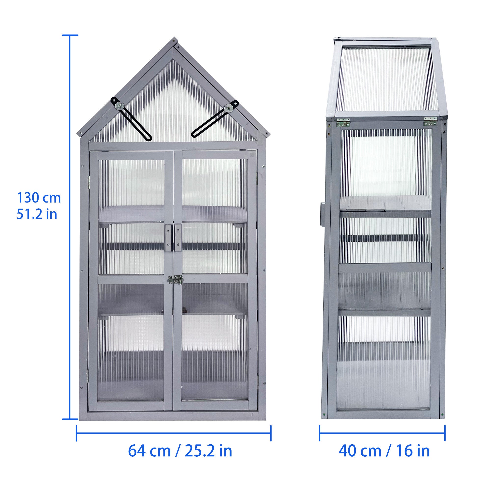 Mini Greenhouse Kit - Outdoor Small Green House, Wood, Plant Stand for Indoor Garden & Patio Balcony Apartments Porch Terrace Outsid Accessories, UV-Resistant, Gray