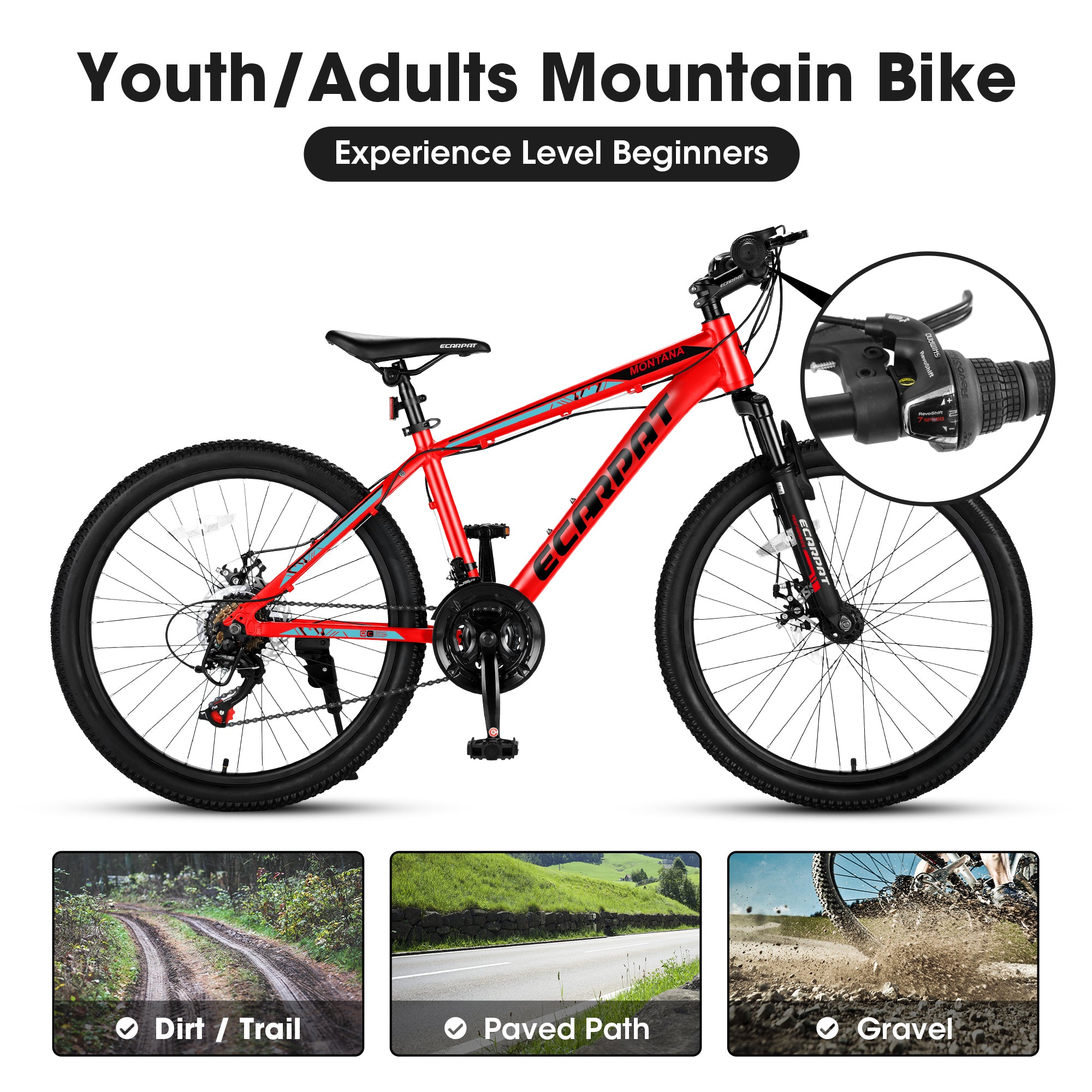 A24299 24 inch Mountain Bike Bicycle for Adults Aluminium Frame Bike Shimano 21-Speed with Disc Brake