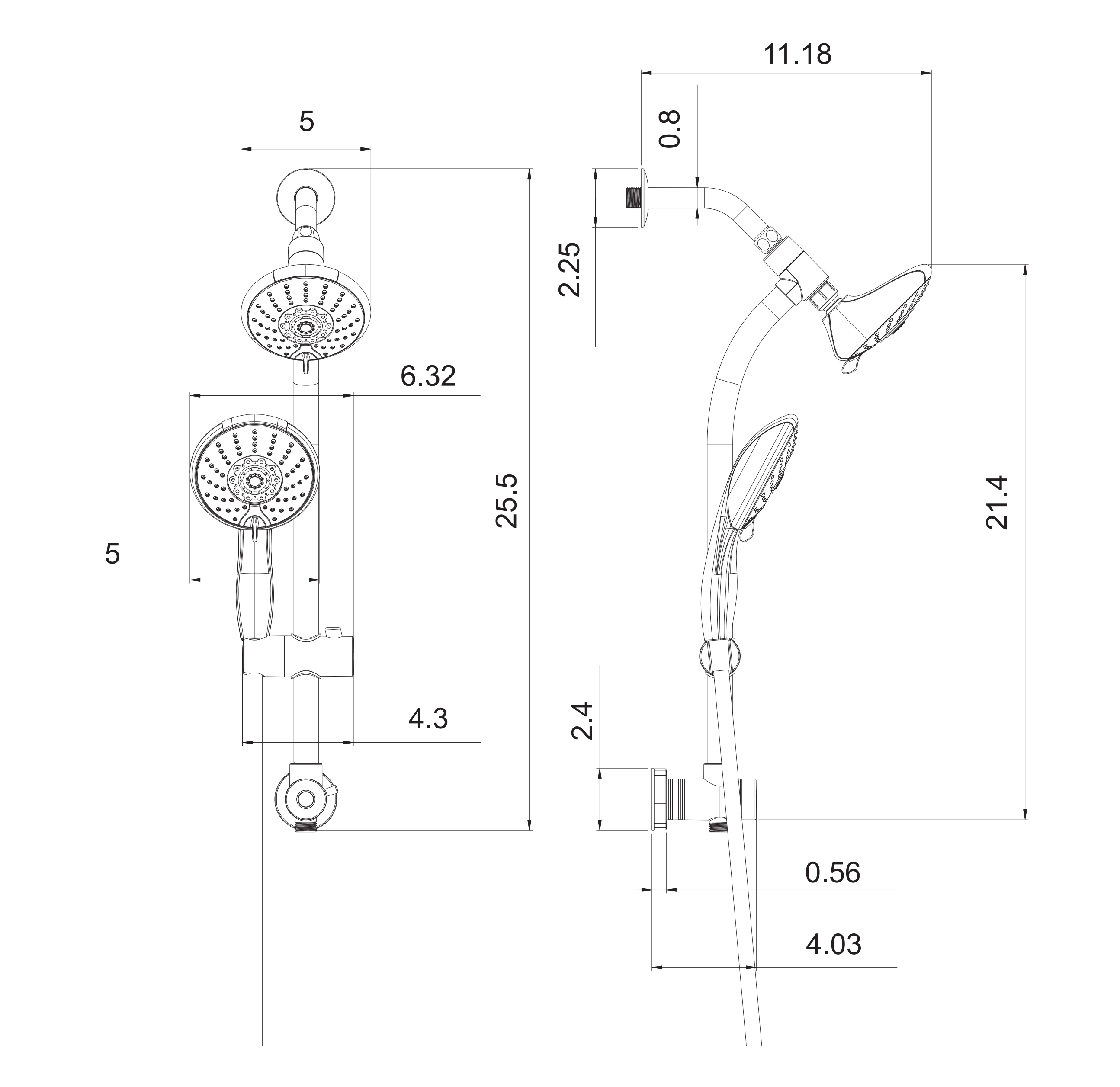 5" Multi Function Dual Shower Head, with Adjustable Slide Bar,Brushed Nickel