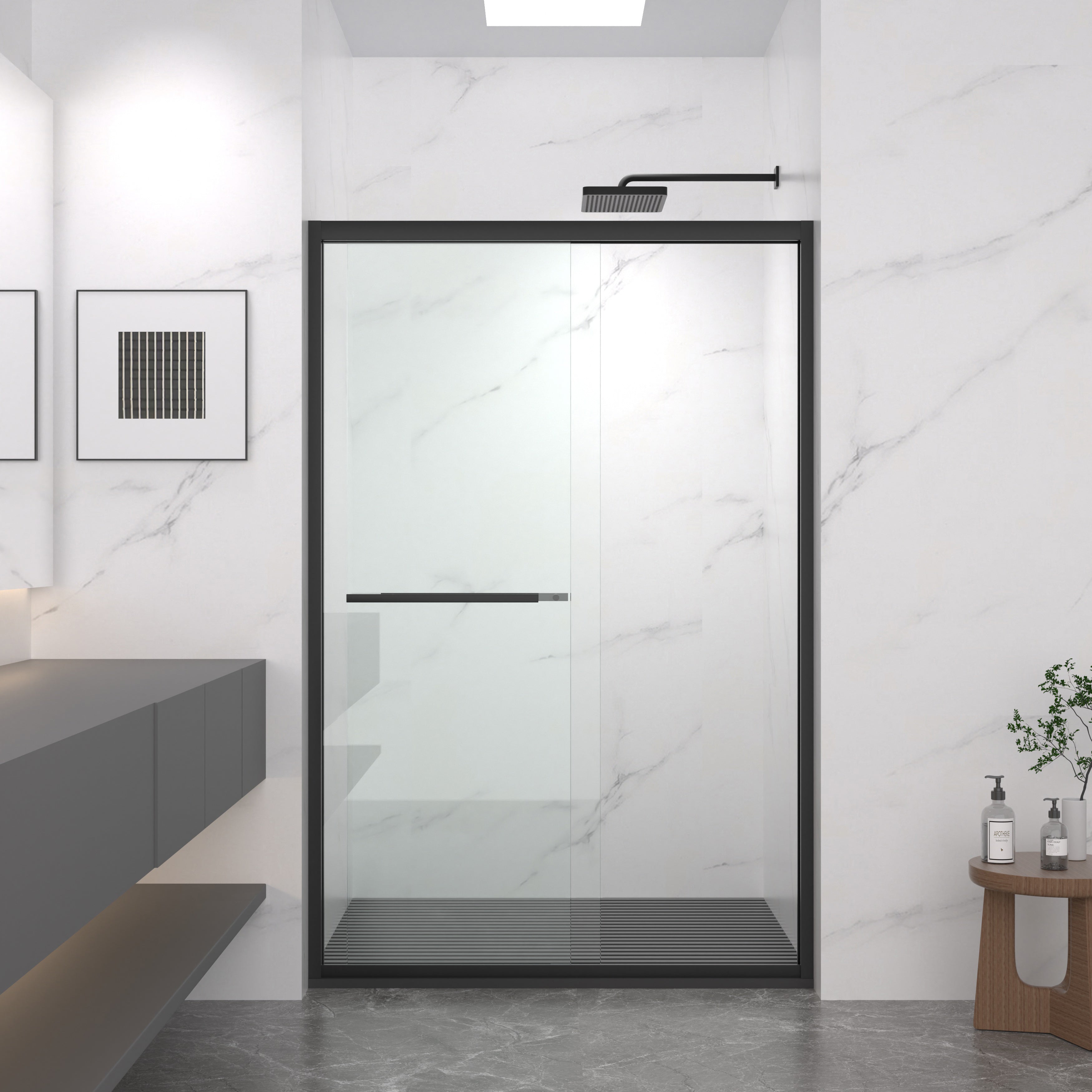 44-48 x 72 in Matte Black Bypass Shower Door - 44-48 x 72 in / Matte Black view 3
