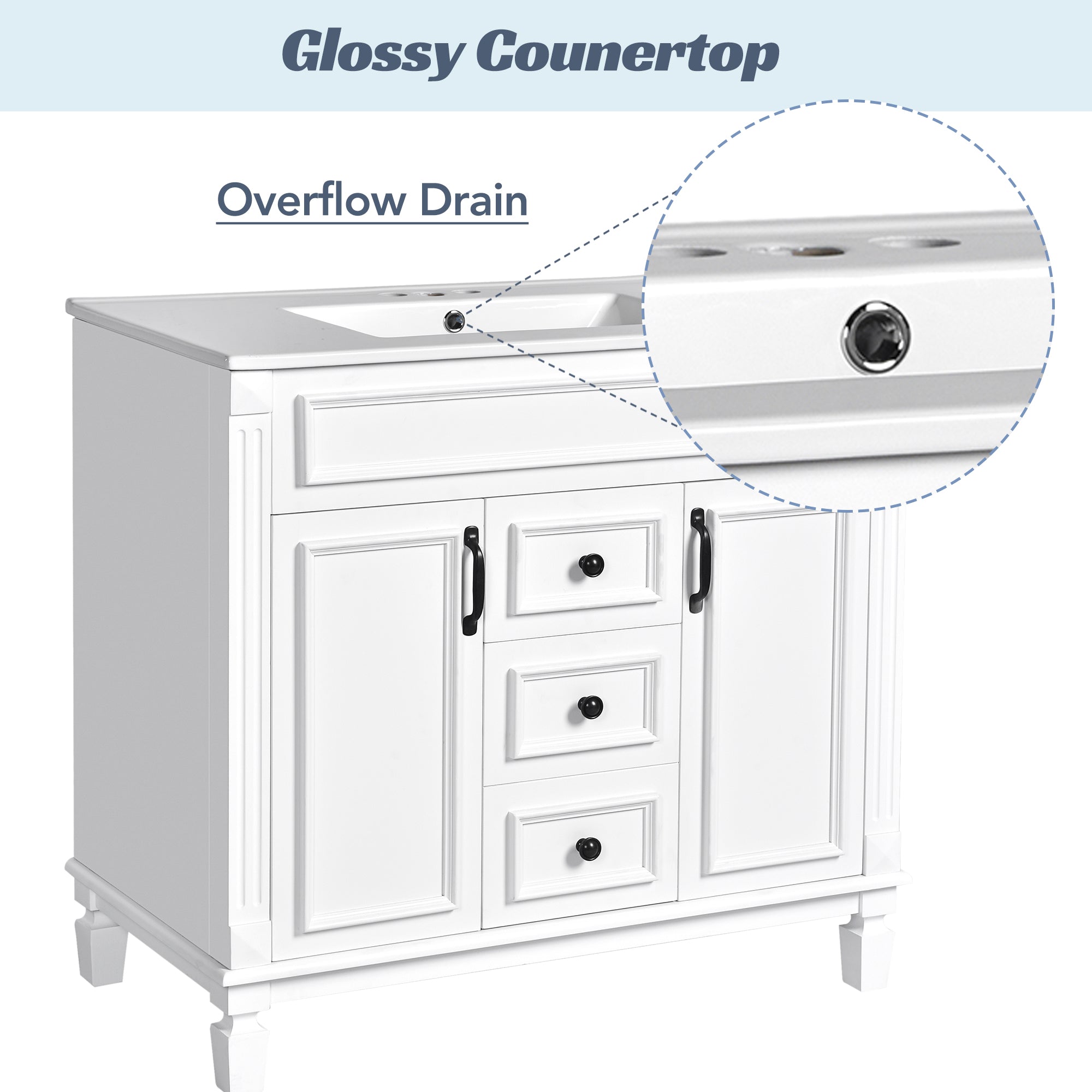 36 in. Modern Single-Sink Bathroom Vanity with Top Sink — supplier product image 2