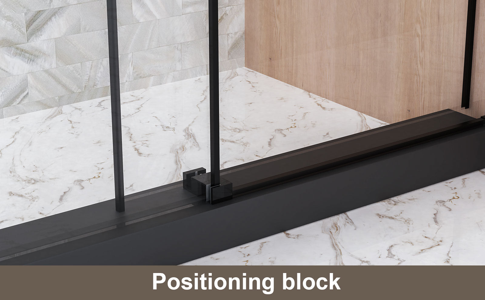 48 x 76 in Frameless Single Sliding Square-Tube Shower Door - 48 x 76 in / Matte Black / Square Tube view 11
