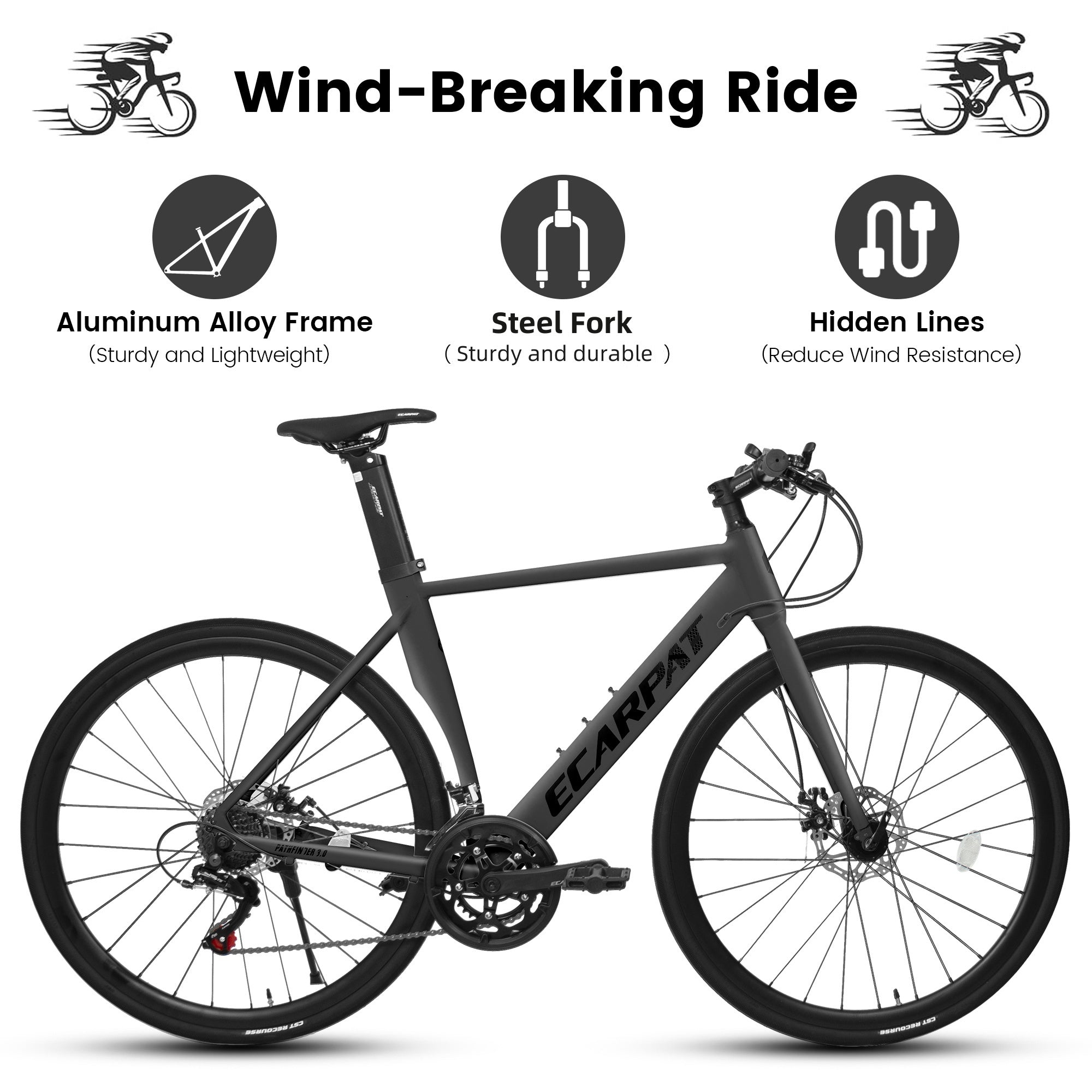 A28314 700C Road Bike, 14-Speed Disc Brakes Outdoor Bike, Light Weight Aluminum Frame ,Racing Bike City Commuting Road Bicycle for Men Women