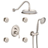 Single-Handle 4-Spray Patterns Bathroom Rain Shower Faucet with Body Jet Handshower in Brushed Nickel (Valve Included)