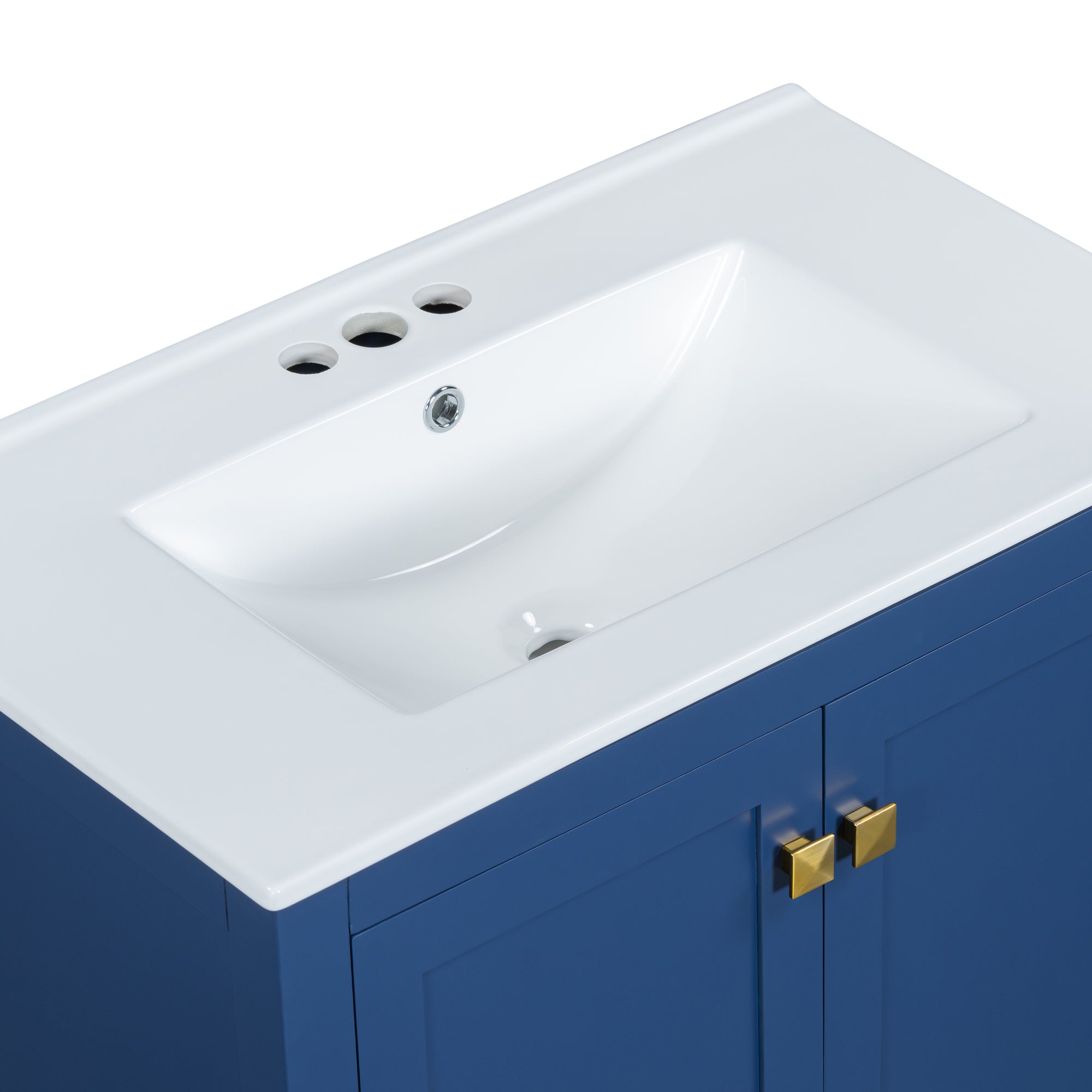 30" Blue Bathroom Vanity with Single Sink, Combo Cabinet Undermount Sink, Bathroom Storage Cabinet with 2 Doors and a Drawer, Soft Closing, Multifunctional Storage, Solid Wood Frame