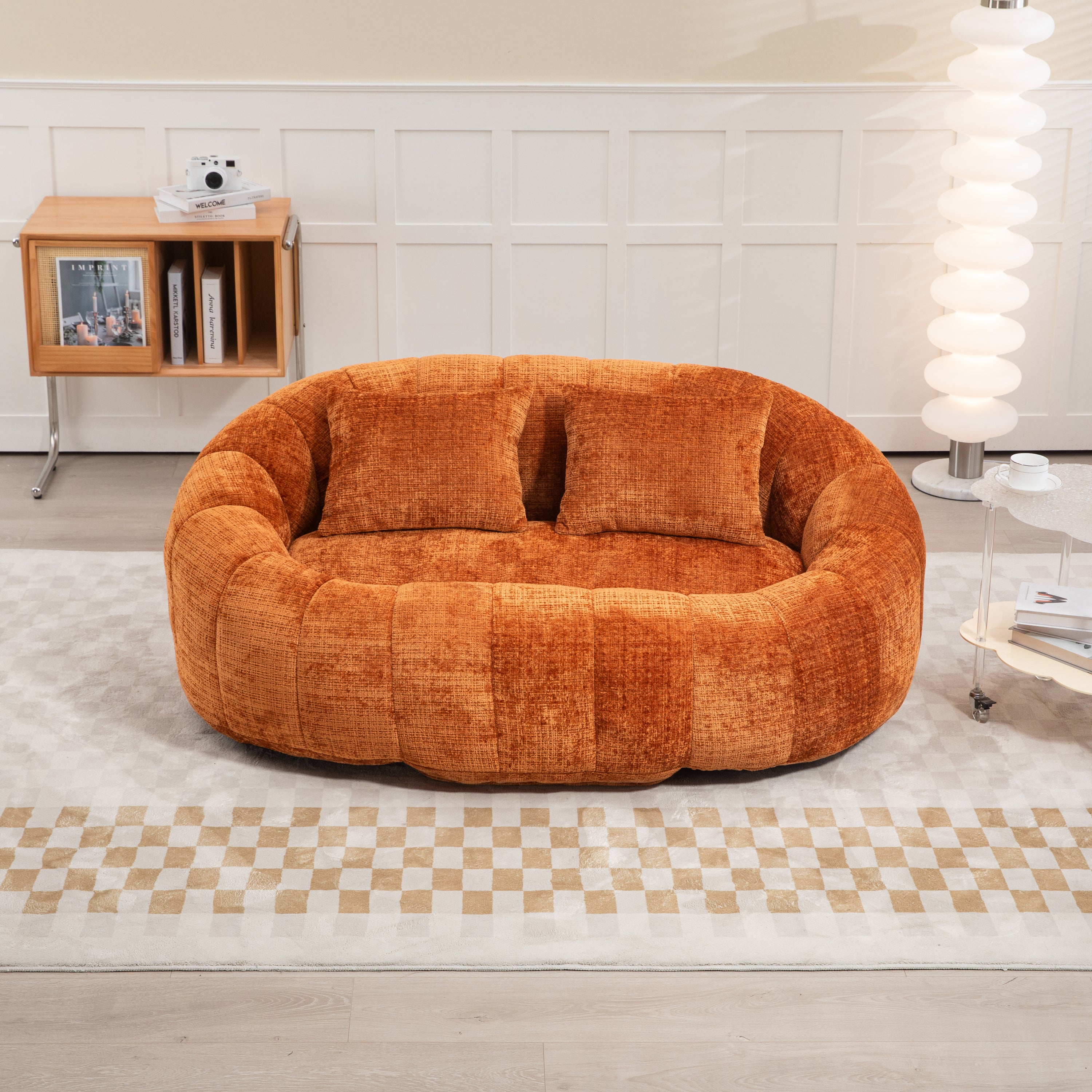 COOLMORE Bean Bag sofa Lazy Sofa Durable Comfort Lounger High Back Bean Bag Chair Couch for Adults and Kids, Indoor & Outdoor, Accent Floor Soft Lounge Chair  (Orange chenille)