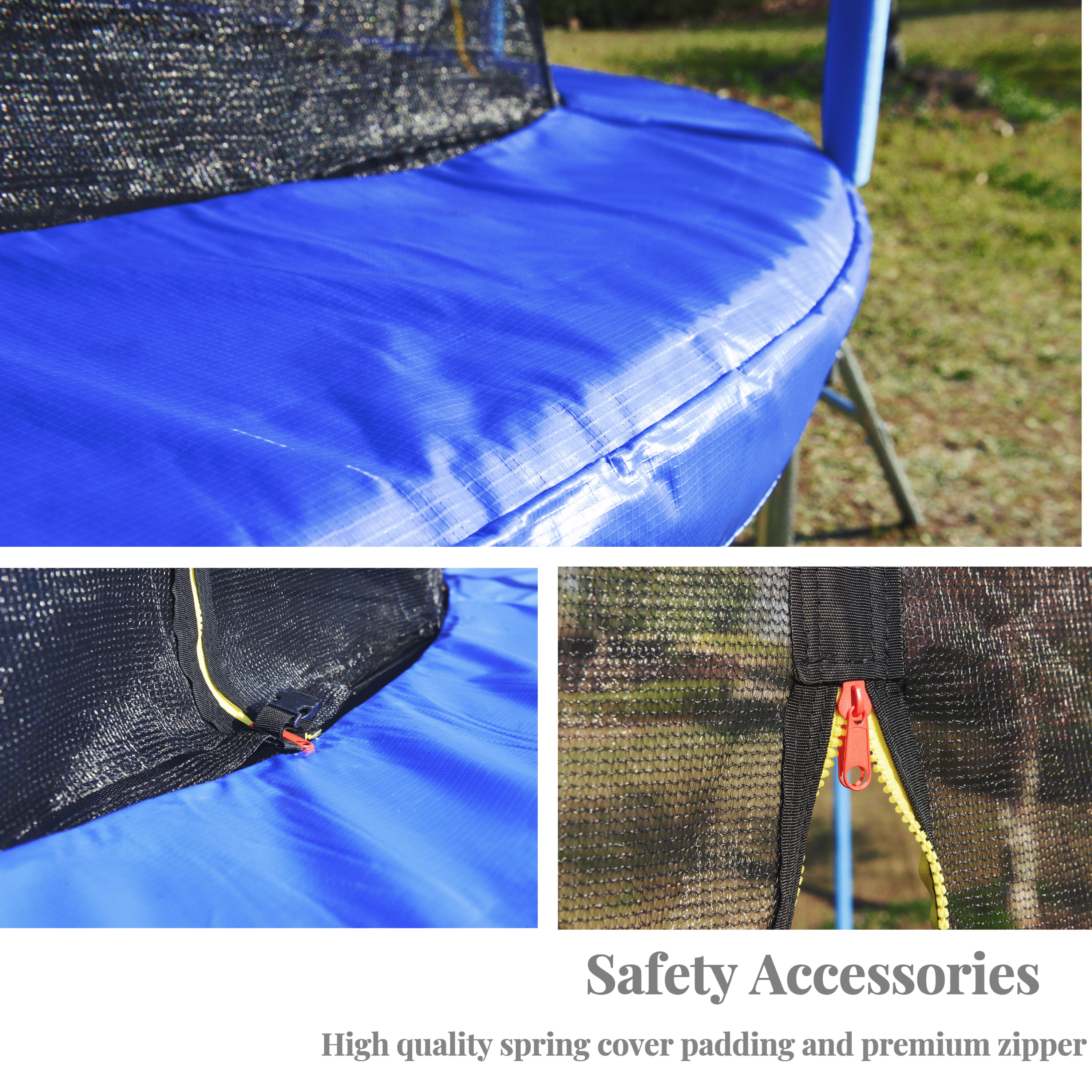 12 FT TRAMPOLINE PUMPKIN-STYLE SAFETY NET WITH BASKETBALL HOOP