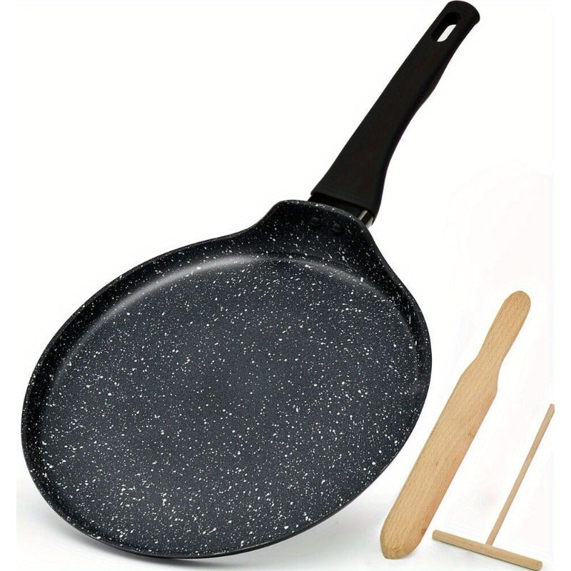 Nonstick Crepe Pan 11 inch Tortillas Granite Coating Dosa Pan w/ Spreader Turner