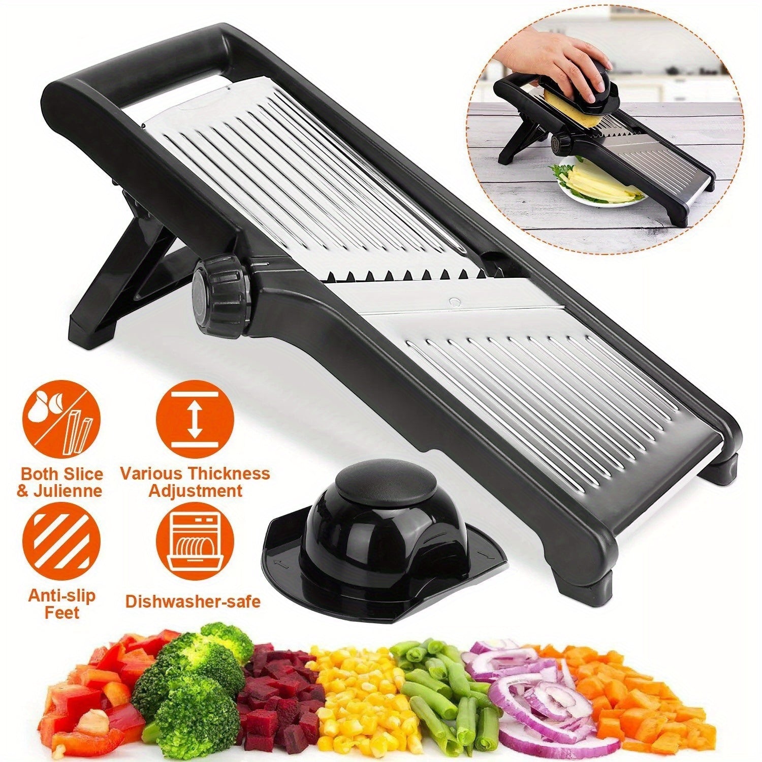 Mandoline Food Slicer Stainless Steel Cutter & Chopper with Adjustable Blades