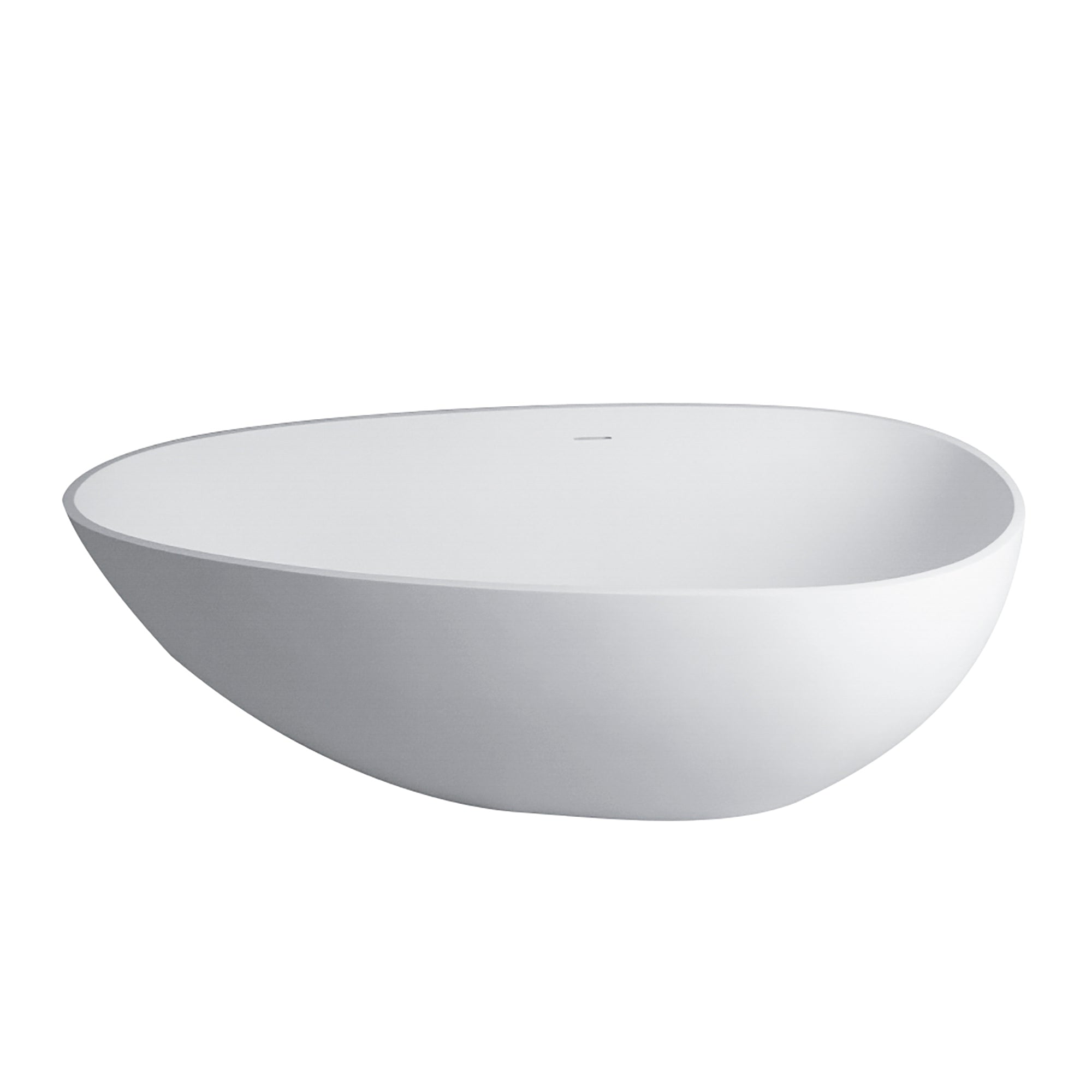 67" Freestanding Solid Surface Bathtub, Luxury Engineered Stone Resin Freestanding Soaking Bathtub with Overflow and Pop-up Drain for Contemporary Bathroom, Matte White 24S02-67MW