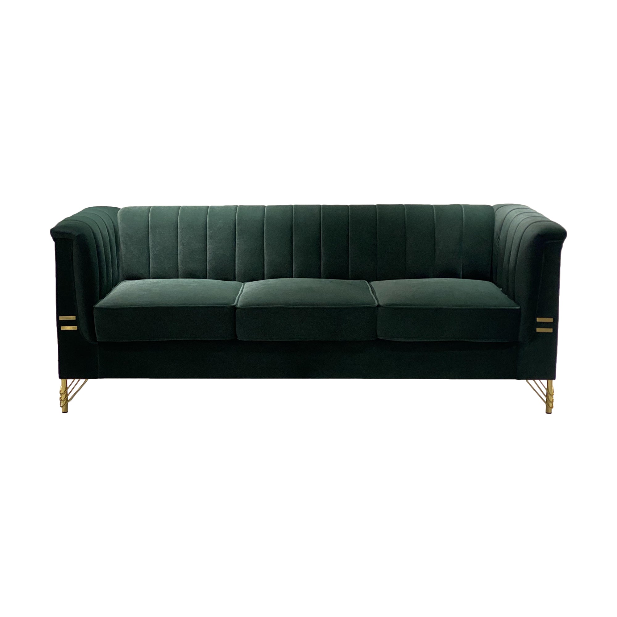 FX-P82-GR(sofa)-82.67'' W Velvet Sofa, Mid-Century Sofa Furniture Chesterfield Couch for Living Room (Sofa, Green)