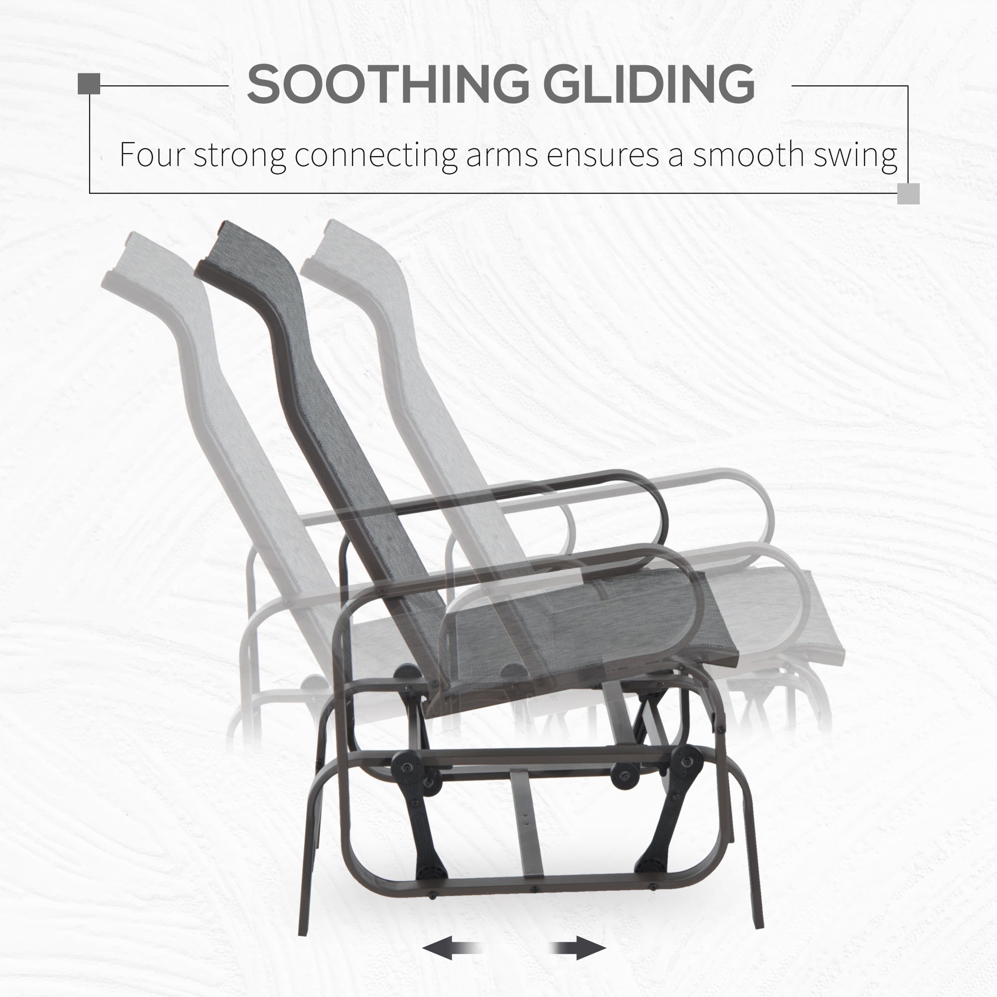 Outsunny Outdoor Glider Chair, Gliders for Outside Patio with Smooth Rocking Mechanism and Lightweight Construction for Backyard, Gray