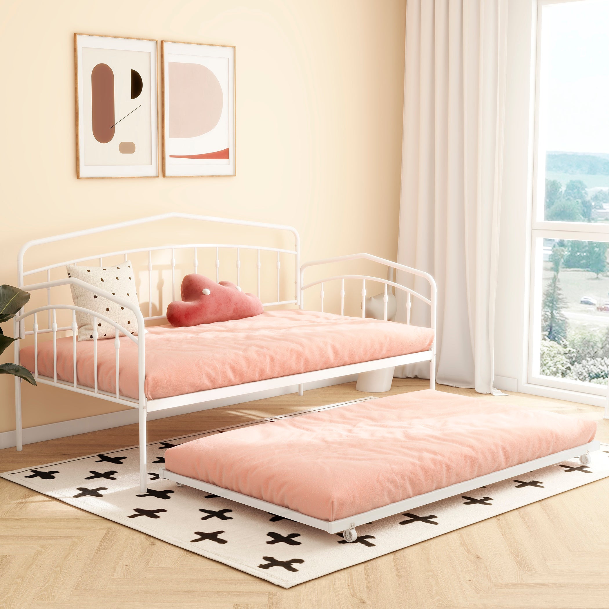 Fox Twin Daybed with Twin Trundle, White