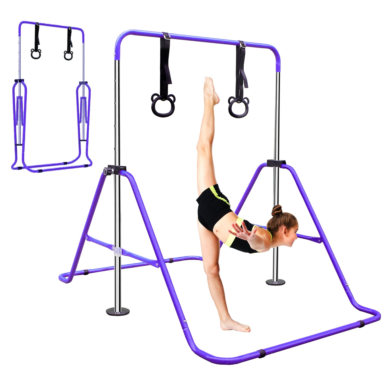 Multi-Functional Adjustable Height Children's Horizontal Gymnastic Bar With Bear Rings