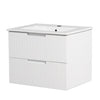 24 Inch Floating Bathroom Vanity with Ceramic Sink, Modern Bath Storage Cabinet Vanity with Drawers Wall Mounted Combo Set for Bathroom, White