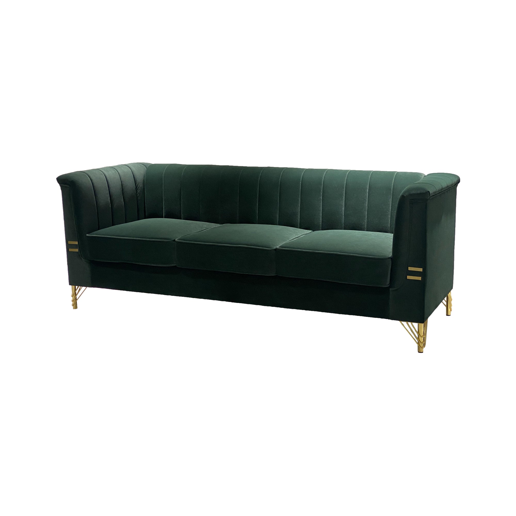 FX-P82-GR(sofa)-82.67'' W Velvet Sofa, Mid-Century Sofa Furniture Chesterfield Couch for Living Room (Sofa, Green)